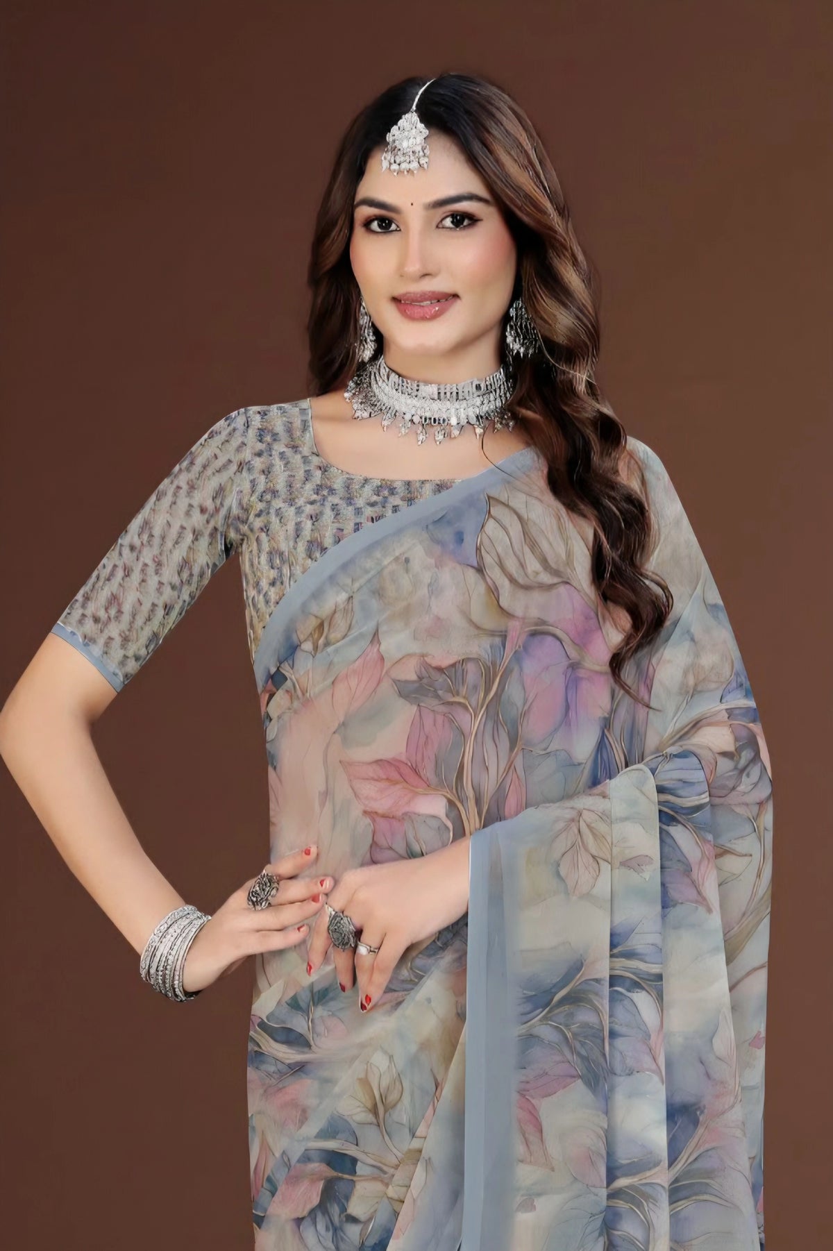 2449 Premium Soft Georgette Digital Print Saree