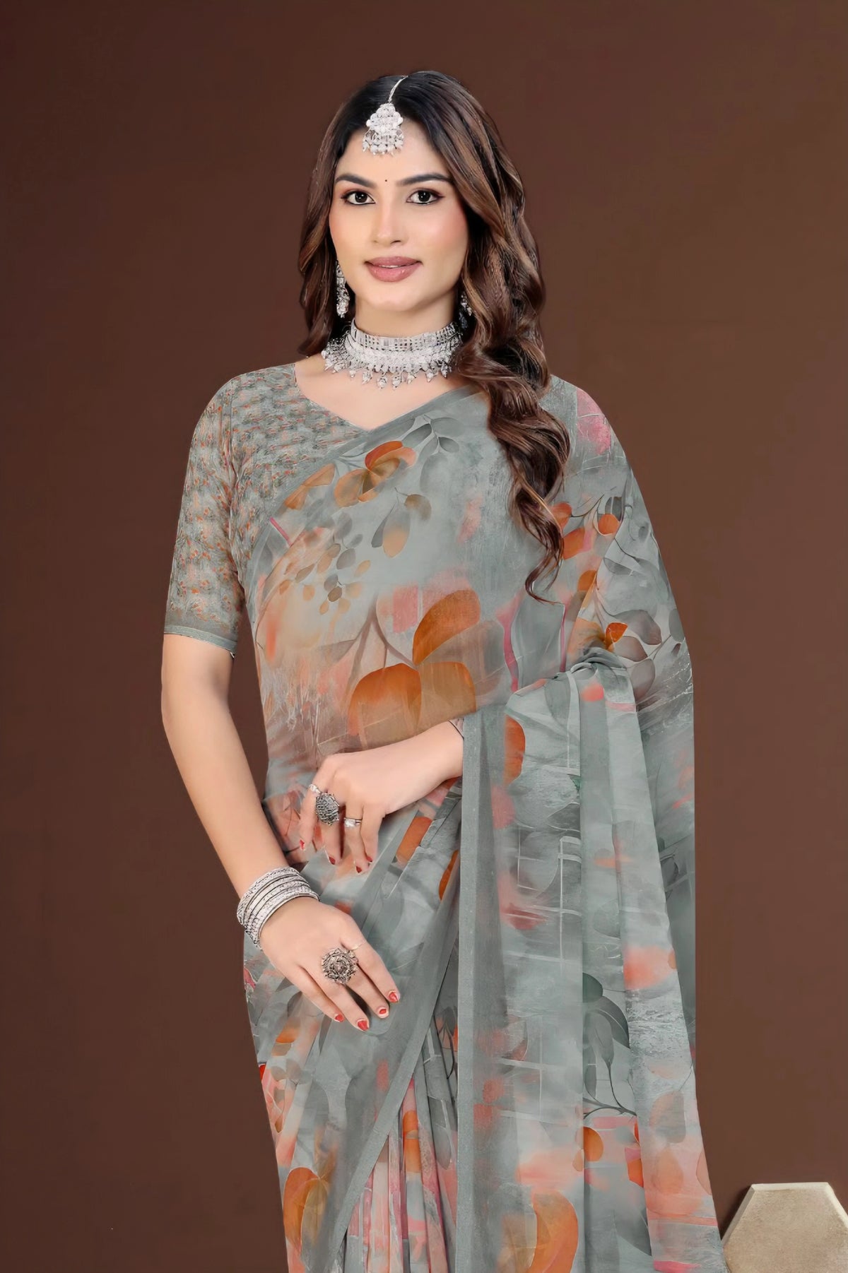 2445 Premium Soft Georgette Digital Print Saree