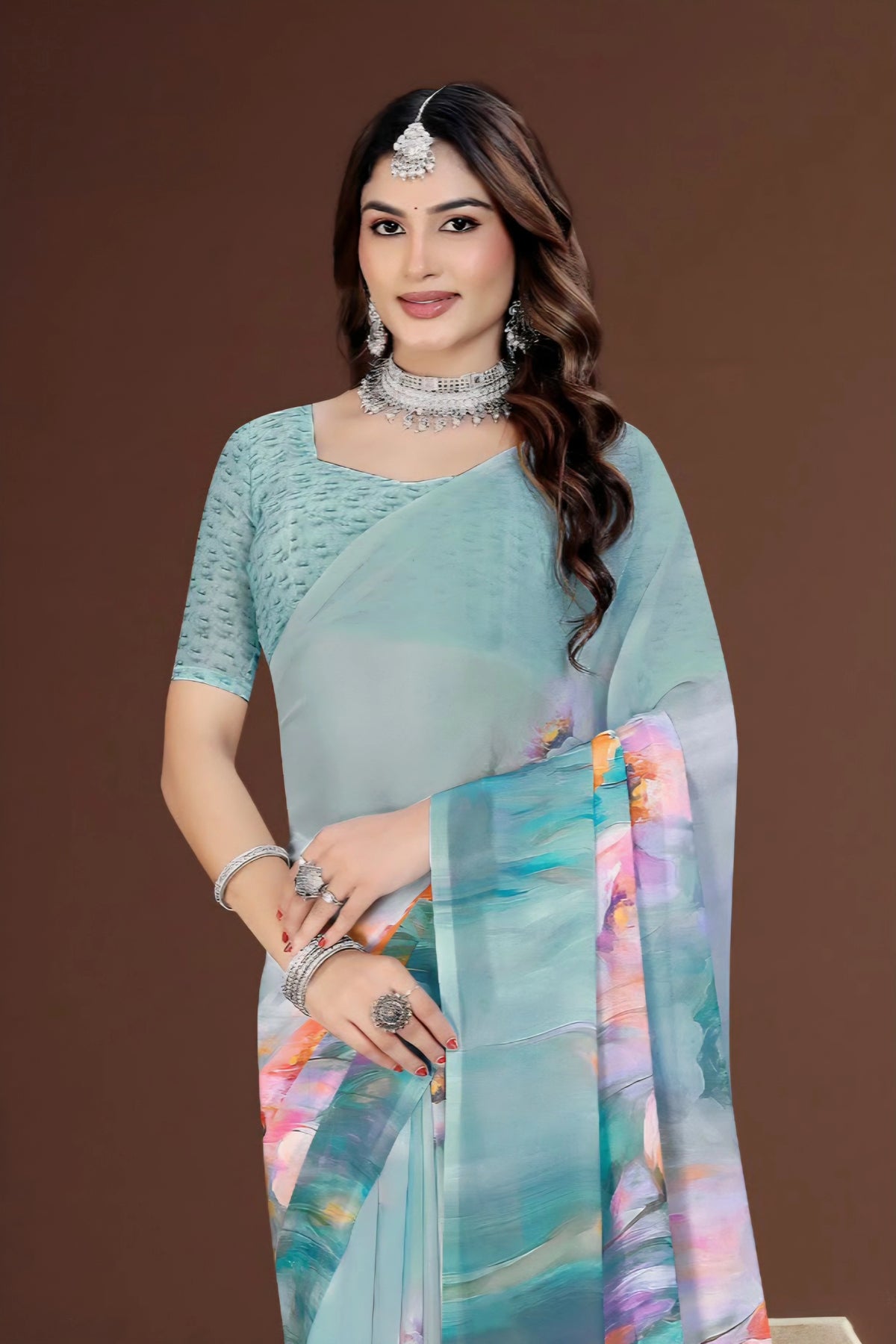 2443 Premium Soft Georgette Digital Print Saree