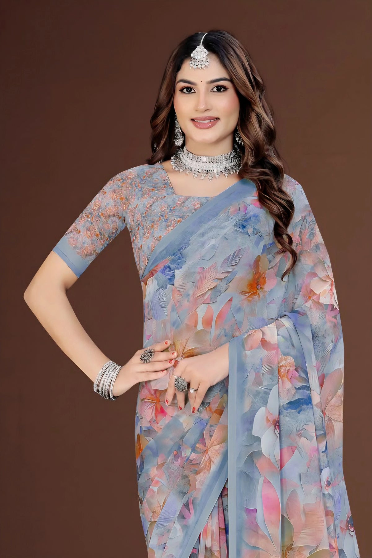 2440 Premium Soft Georgette Digital Print Saree