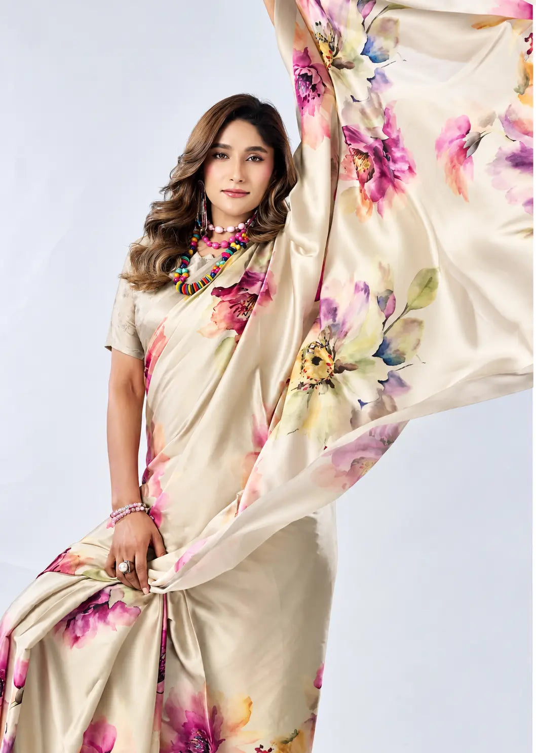 15002 Italian Crepe Silk Bollywood Inspired Digital Print Saree