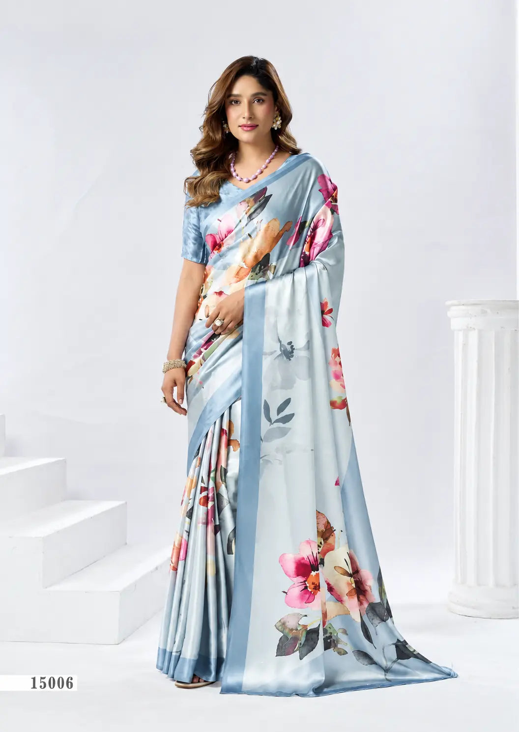 15006 Italian Crepe Silk Bollywood Inspired Digital Print Saree