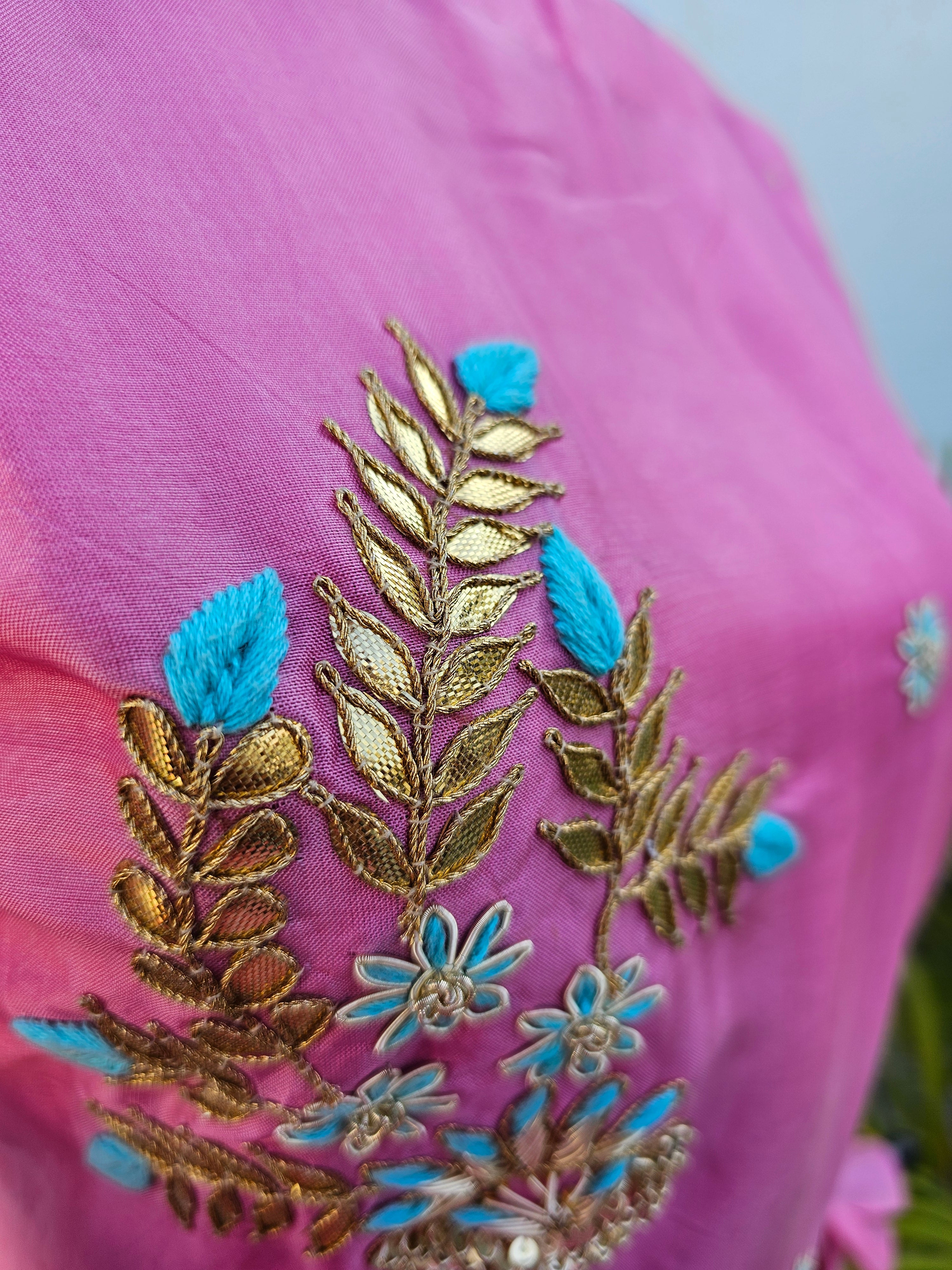 539001 Party Wear Designer Straight Kurti with Hand Gota Work