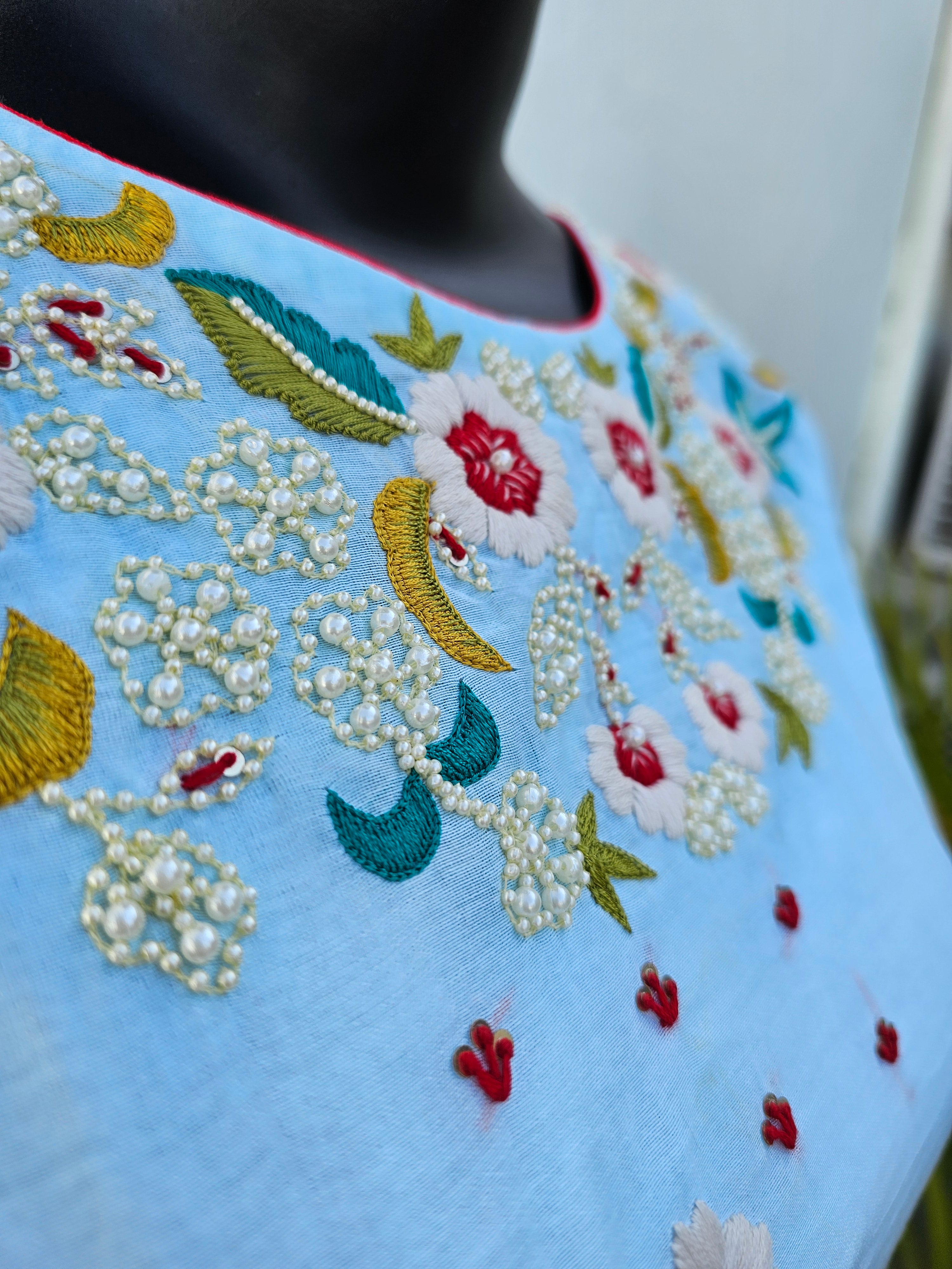 539014 Party Wear Fancy Straight Kurti with Lucknowi Work