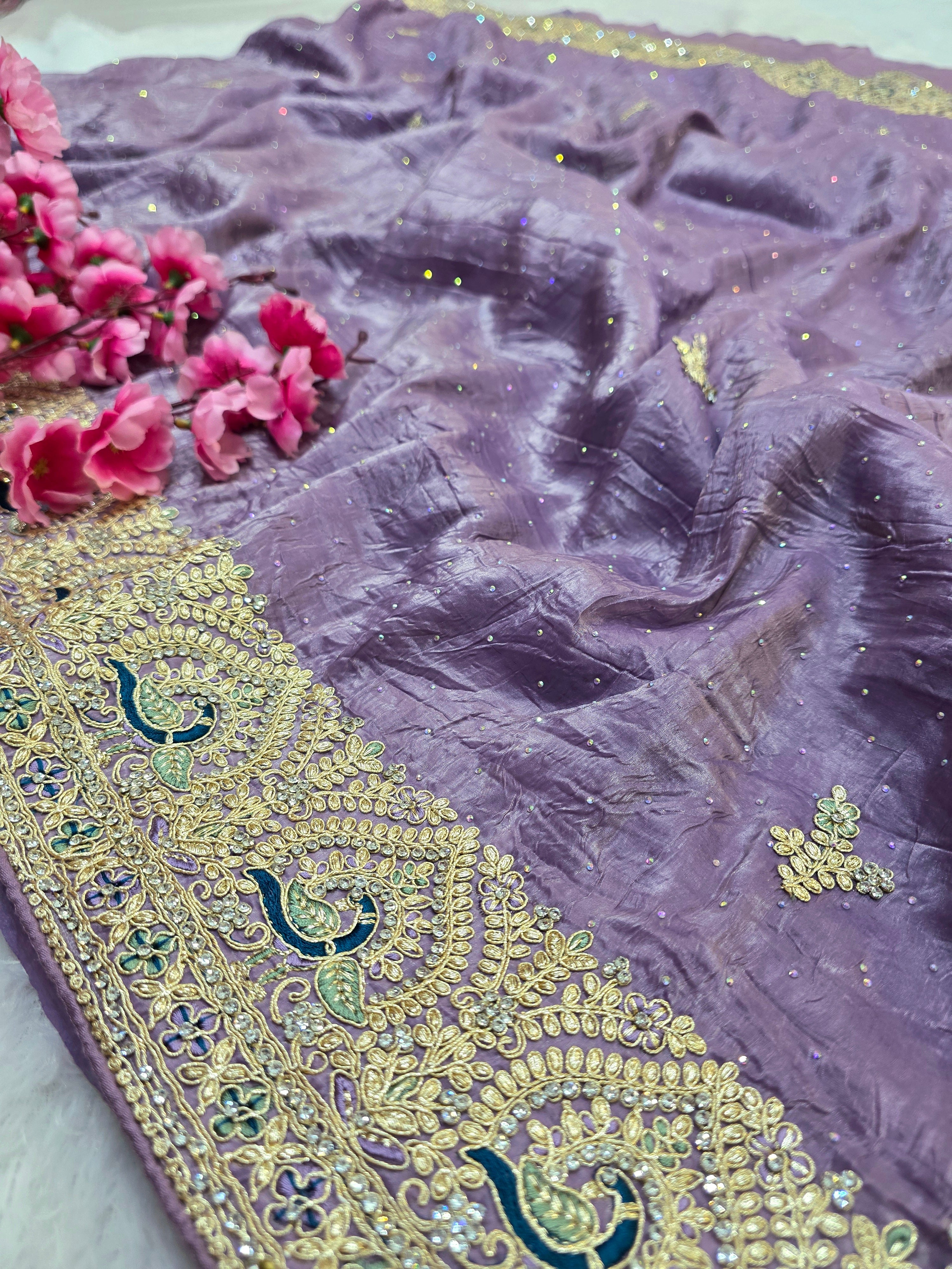 828006 Designer Purple Shade Light Weight Heavy Looking Saree