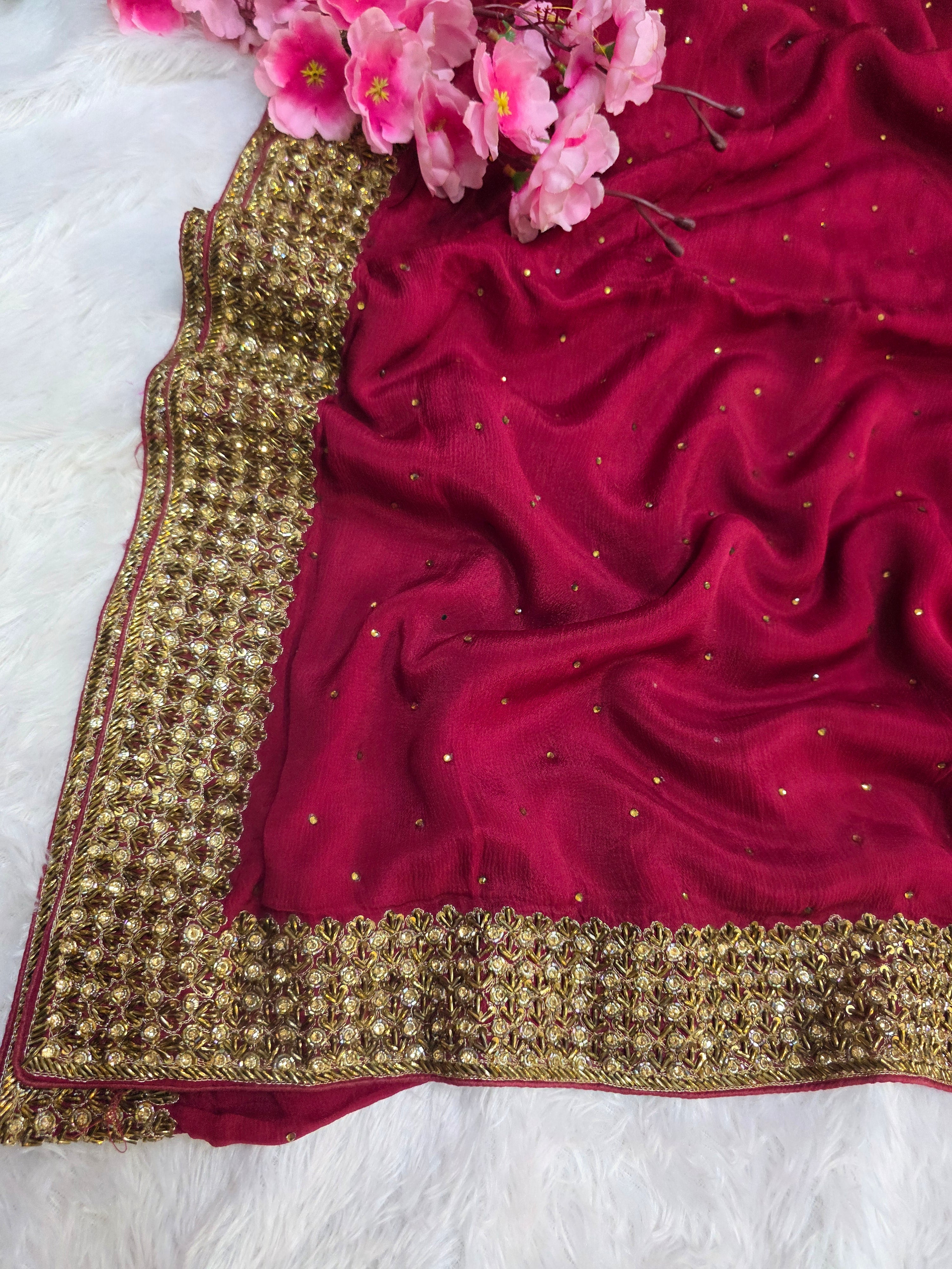 828007 Exclusive Shaded Saree with Heavy Cutdana Work Border