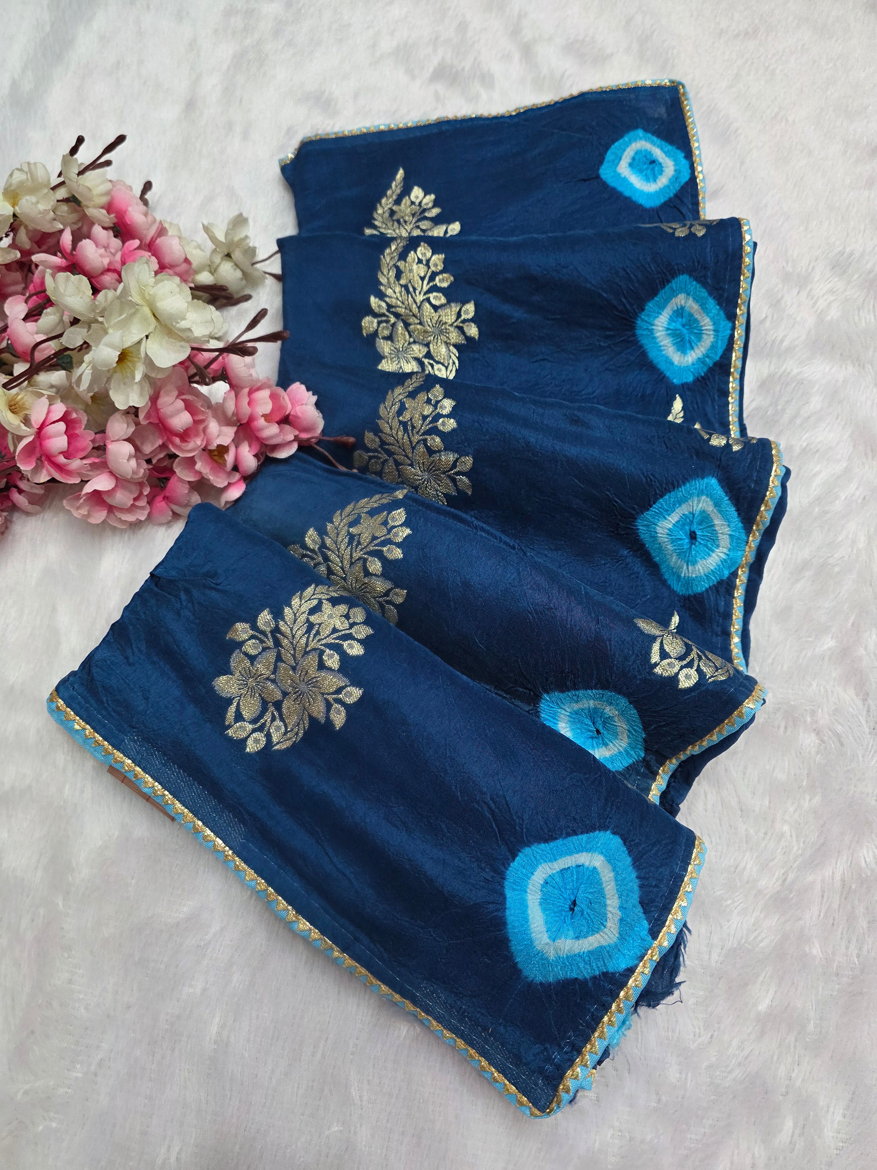 114005 Banarasi Bandhani Party Wear Saree - Blue