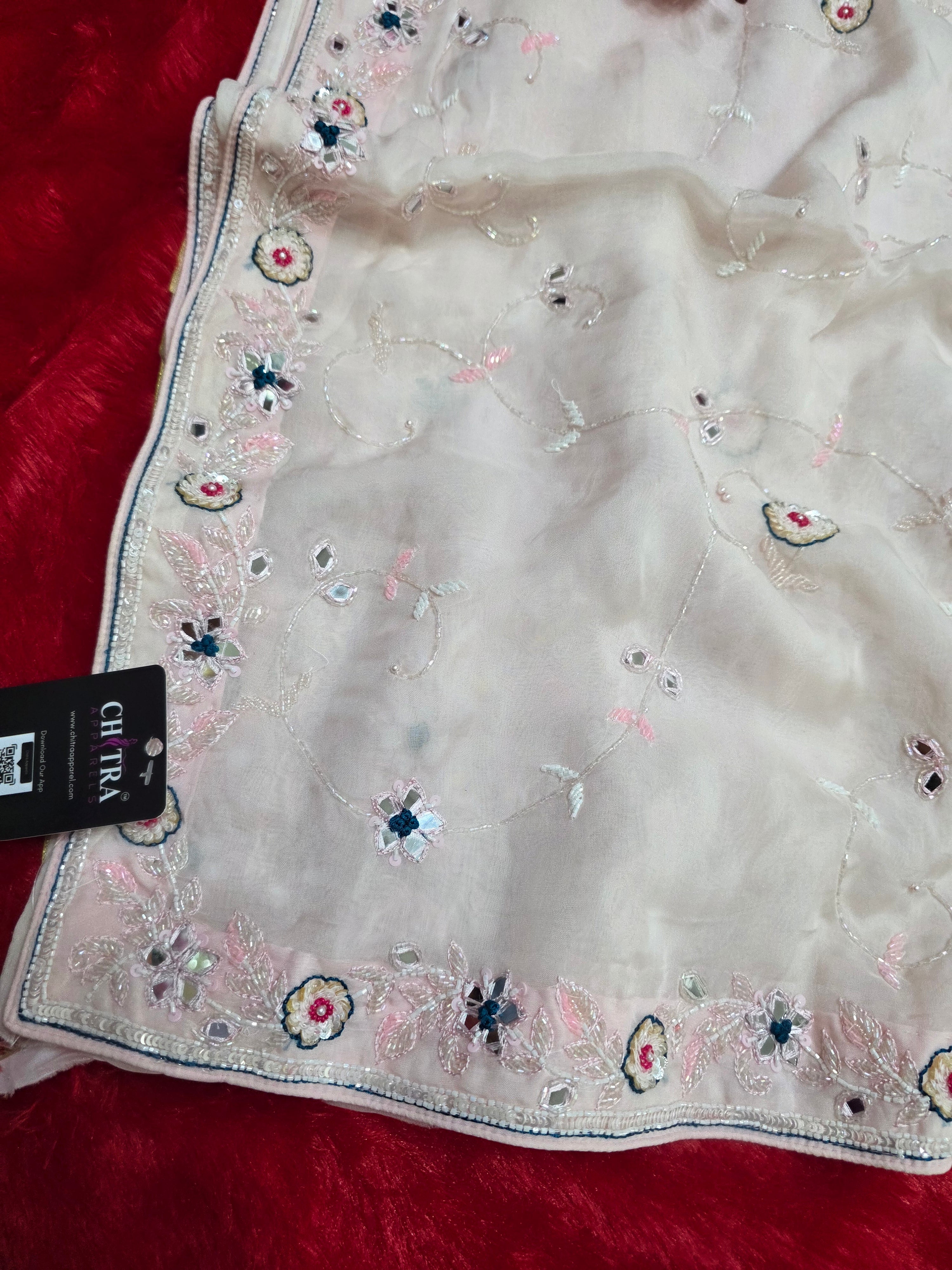 9330 Exclusive Wedding and Party Perfect Pure Soft Organza Saree With Hand Work