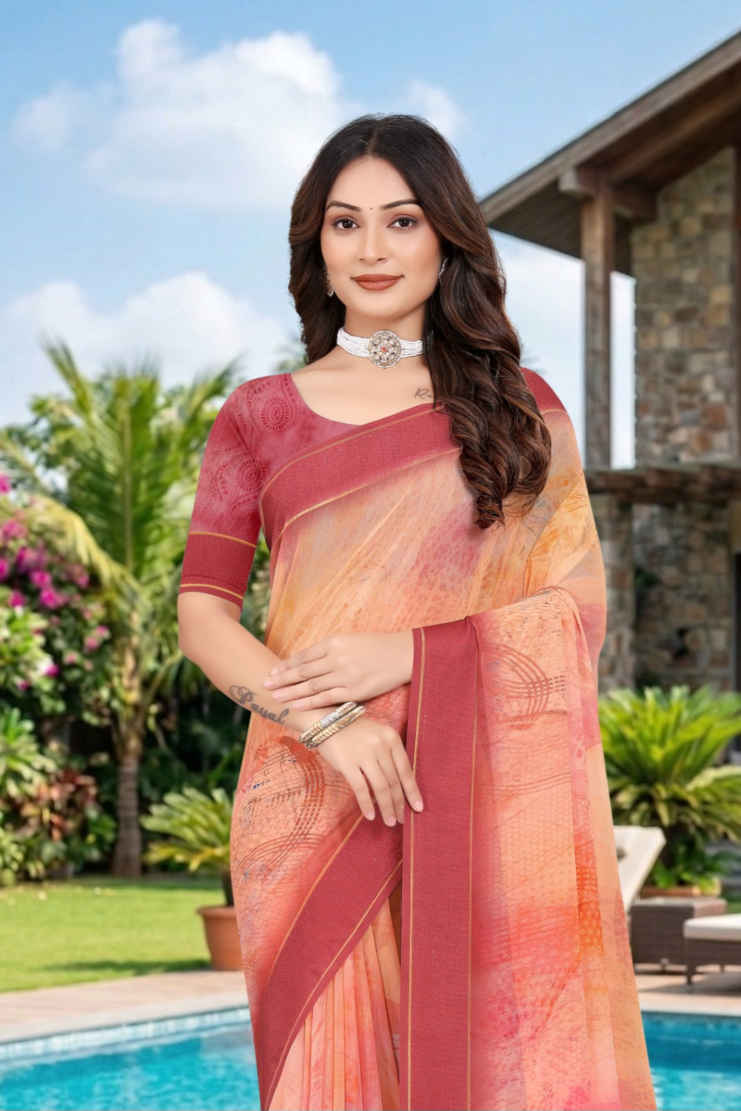 2169 Chitra Special Digital Print Georgette Saree