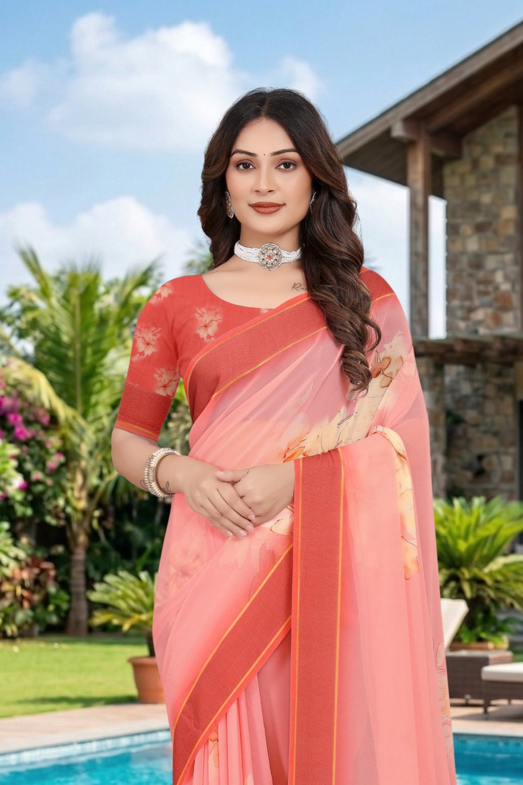 2176 Chitra Special Digital Print Georgette Saree