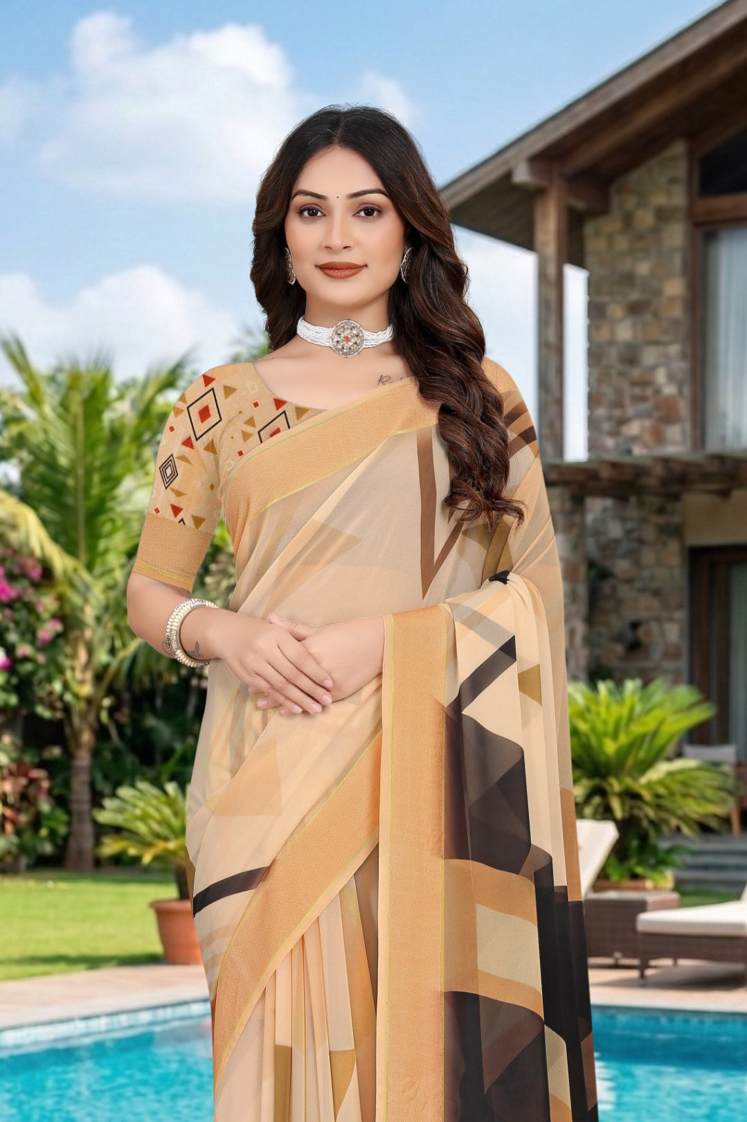 2177 Chitra Special Digital Print Georgette Saree