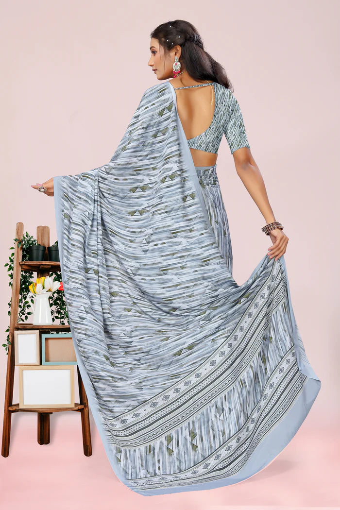 904002 Royal Feel Digital Print Soft Italian Crepe Silk Saree