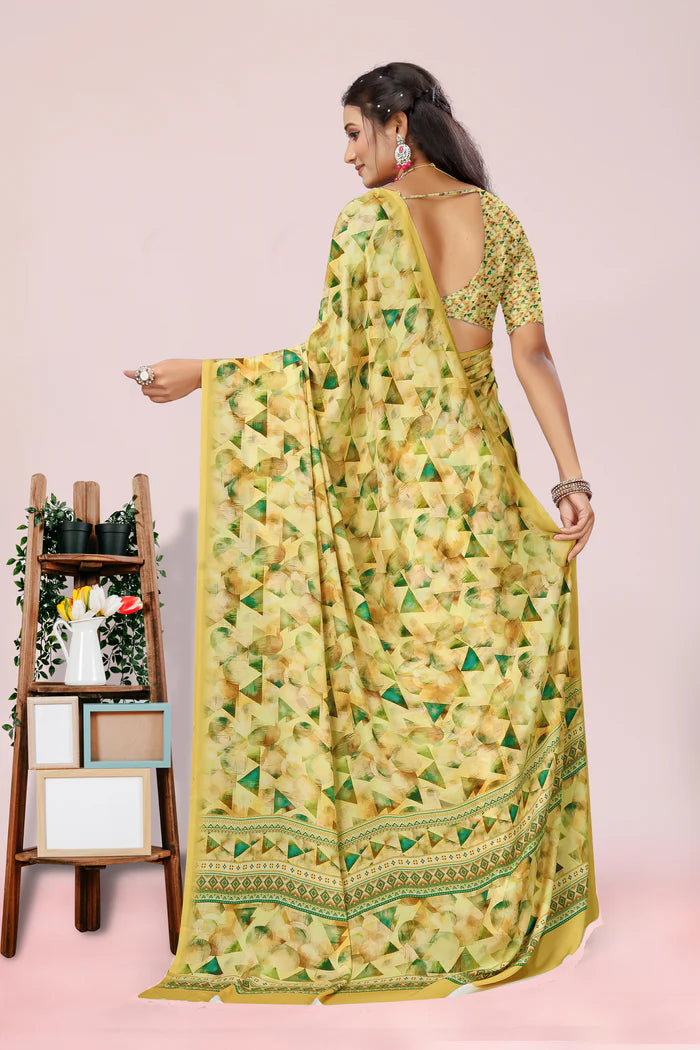 698008 फ्लावर प्रिंट इटैलियन क्रेप सिल्क साड़ी