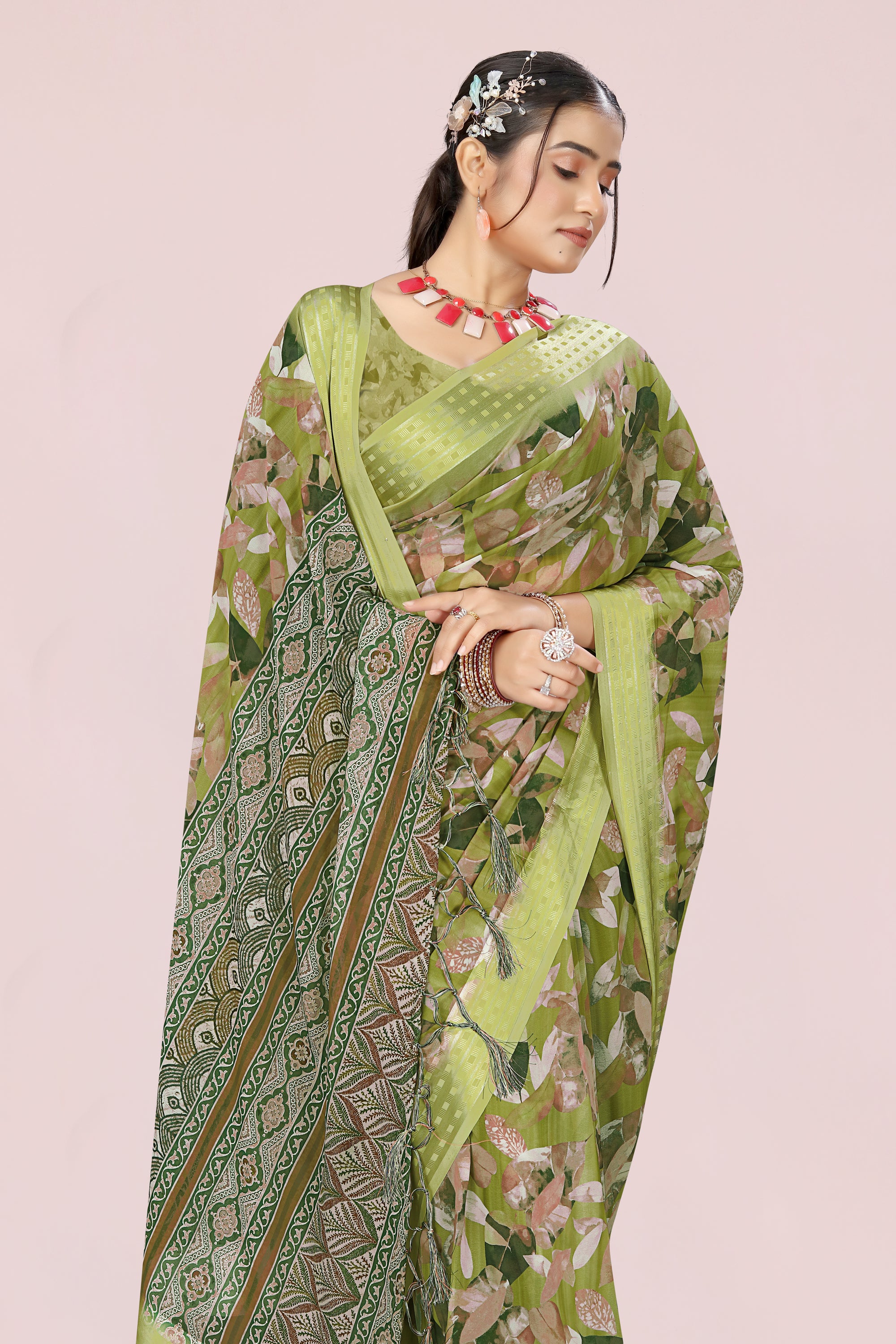 626009 हैवी जॉर्जेट डिजिटल प्रिंट साड़ी