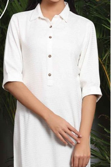 White Self Pattern Kurti