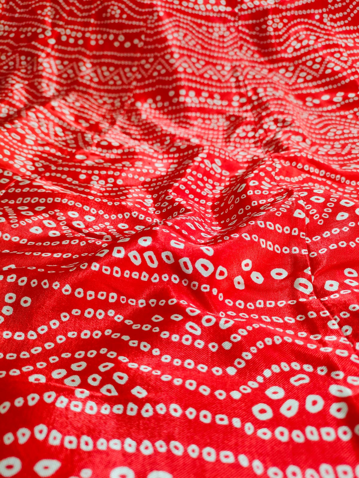 156010 Satin Silk Bandhani Lehanga with Heavy Dupatta Set - Red