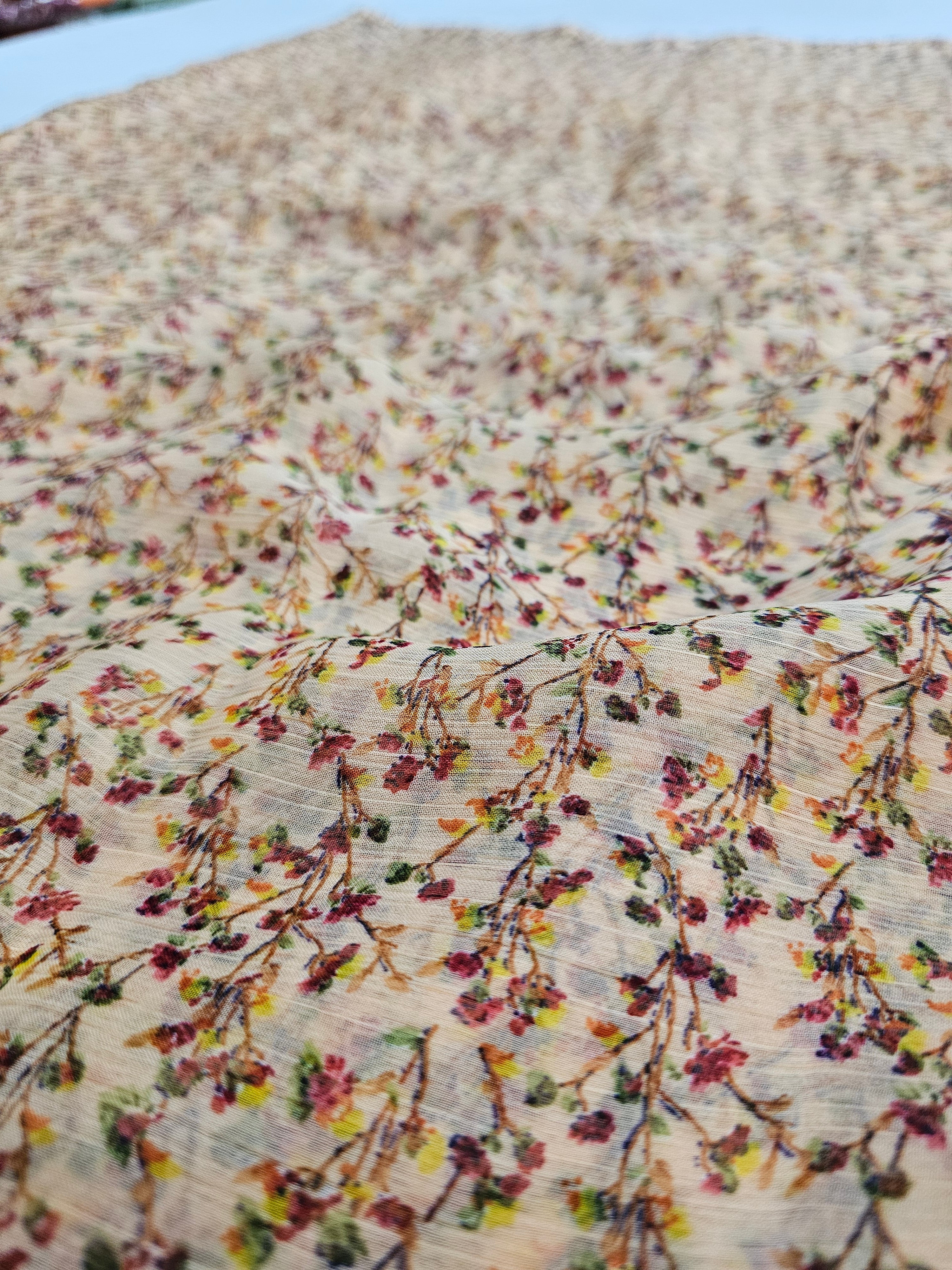 527001 Semi Chiffon Flower Printed Saree