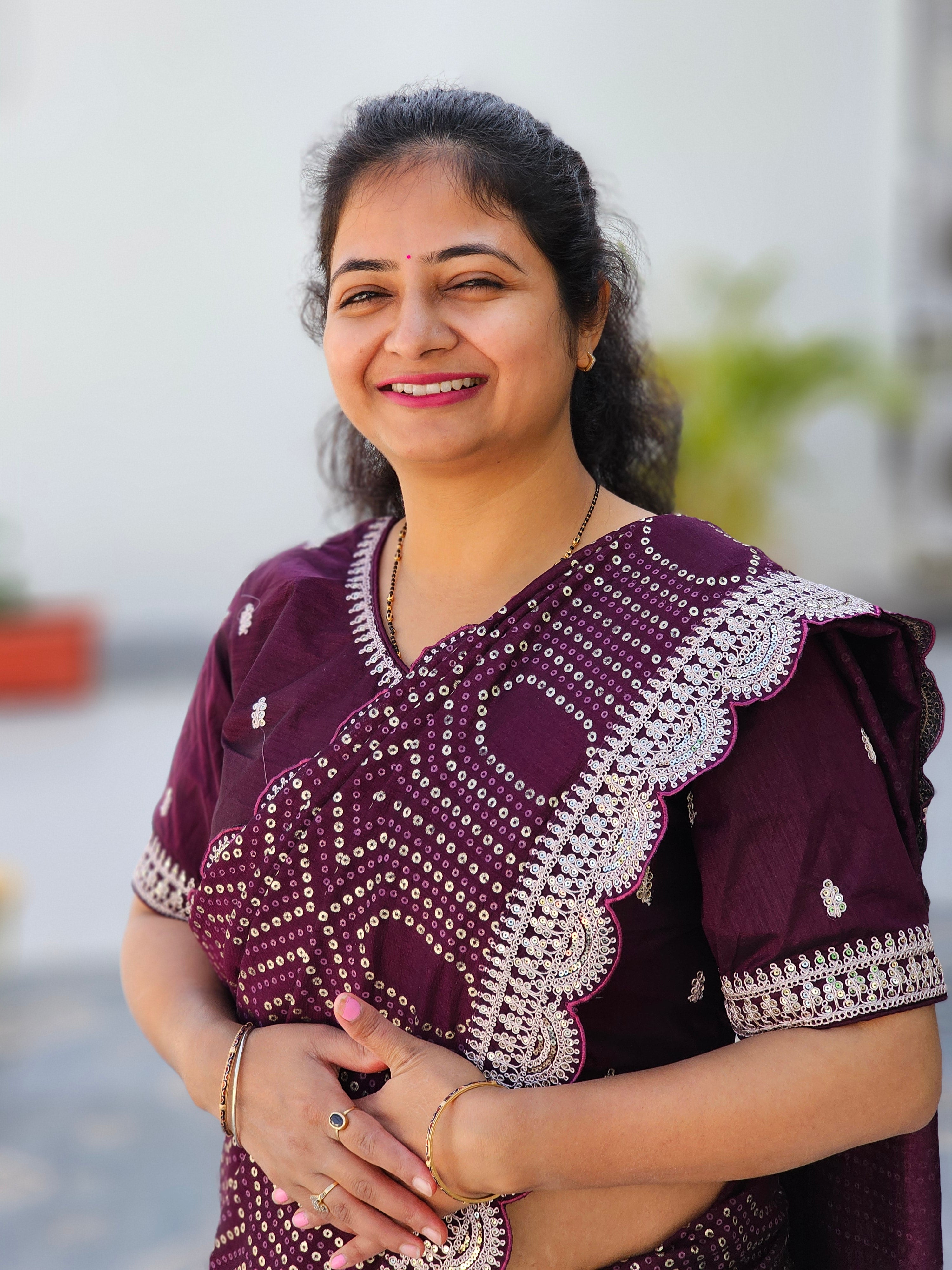Designer Bandhani Saree With Ready made Stitched Blouse- Purple