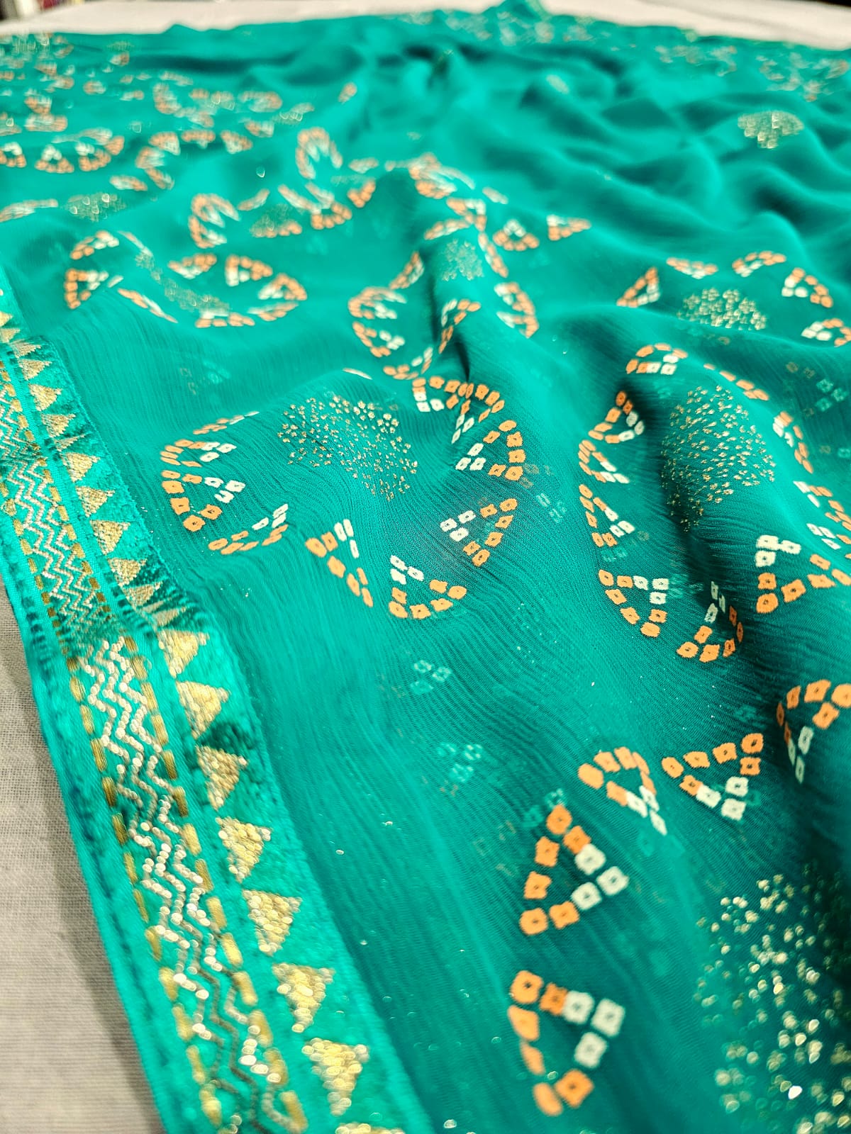 661007 Bandhani Print Chiffon Saree