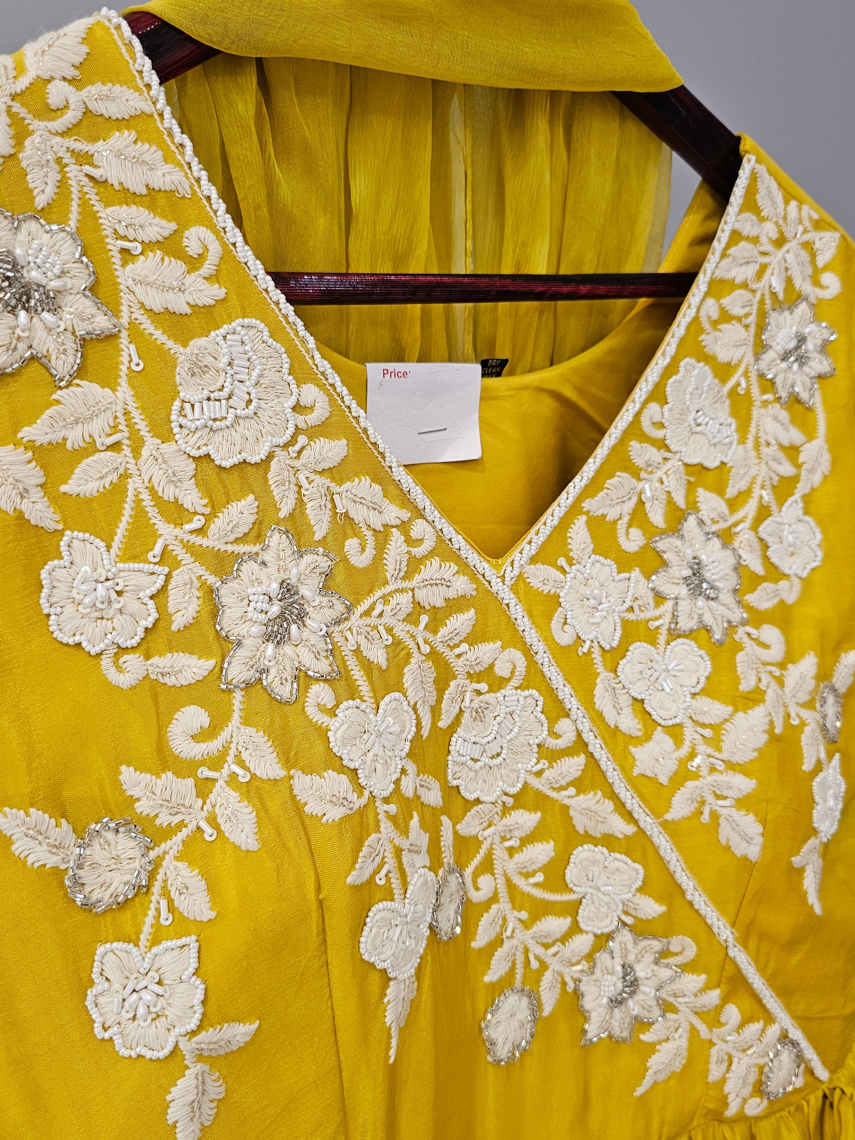 1322 Premium Designer Paplum Style Lucknow Chikankari Work Dress With Skirt and Chiffon Dupatta