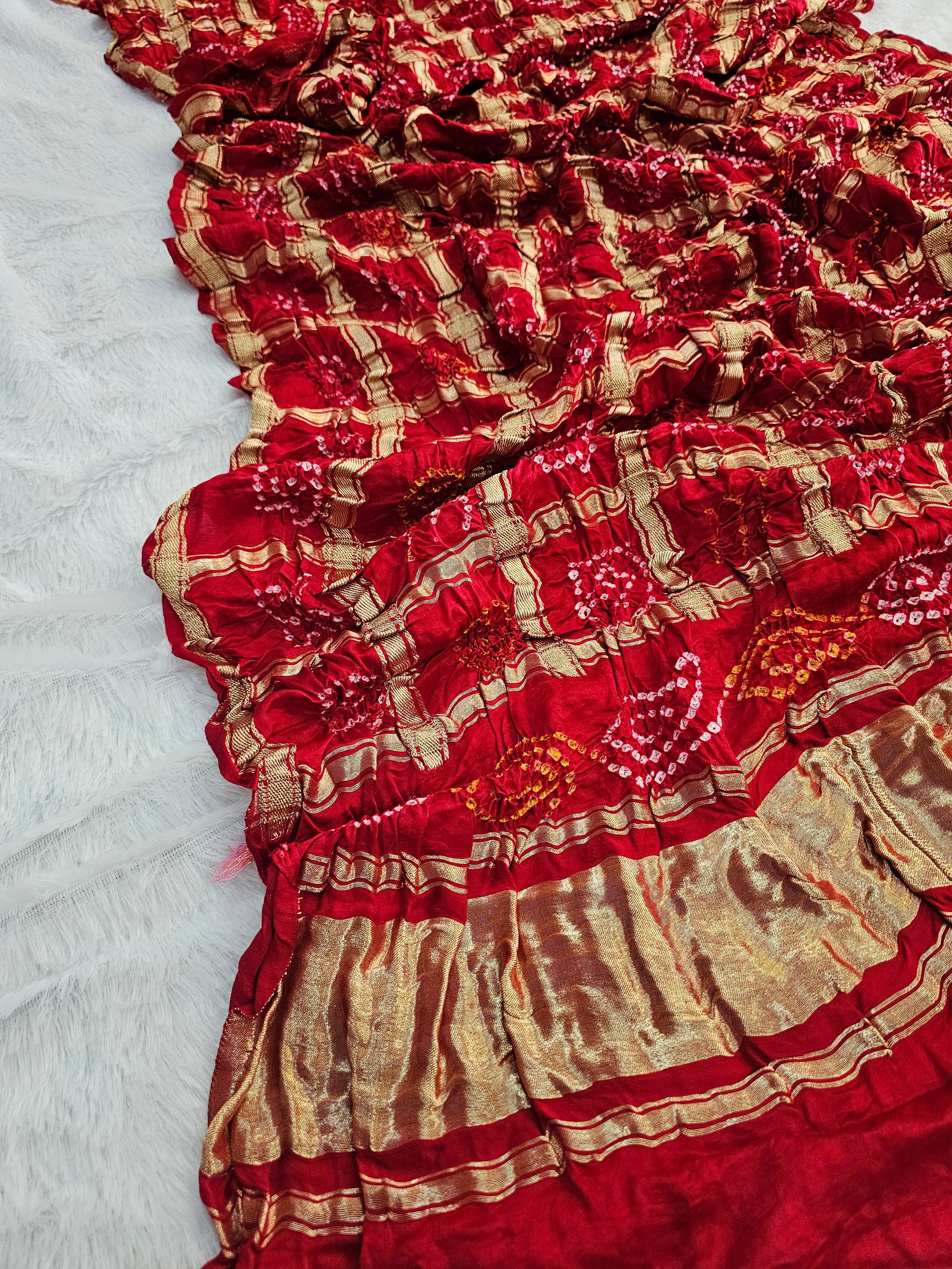 9615 Chitra Special Gajji Silk Bandhani Dupatta red