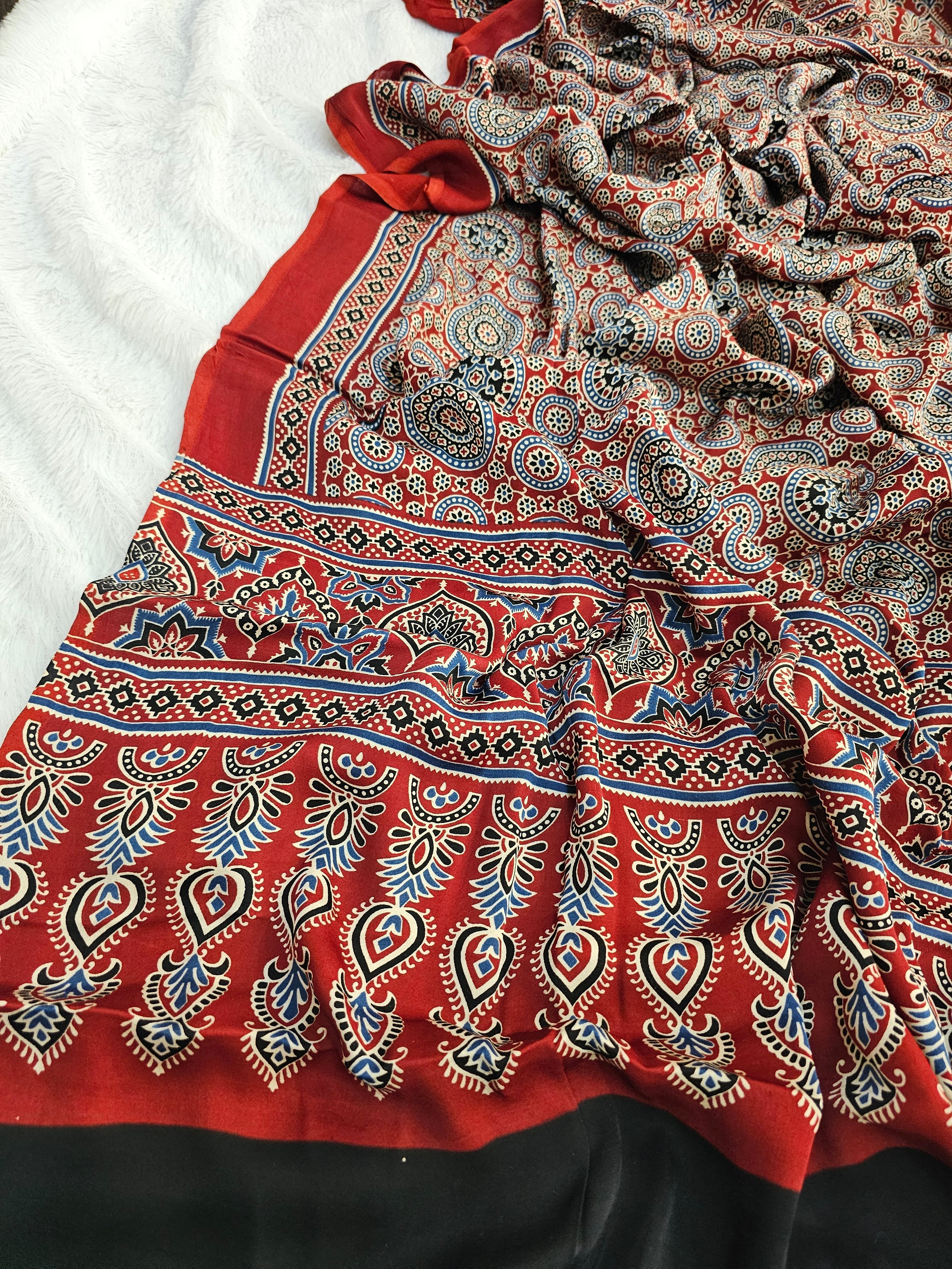 1391 Chitra Special Ajrakh Print Modal Silk Dupatta 1