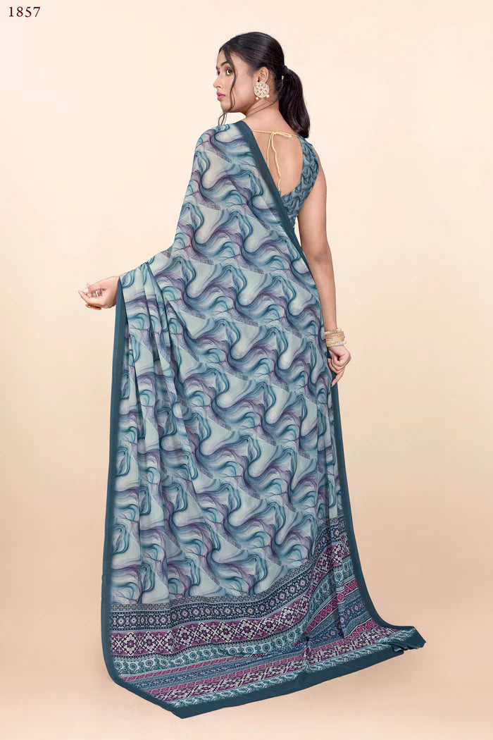 936004 Premium Digital Printed Georgette Crepe Saree