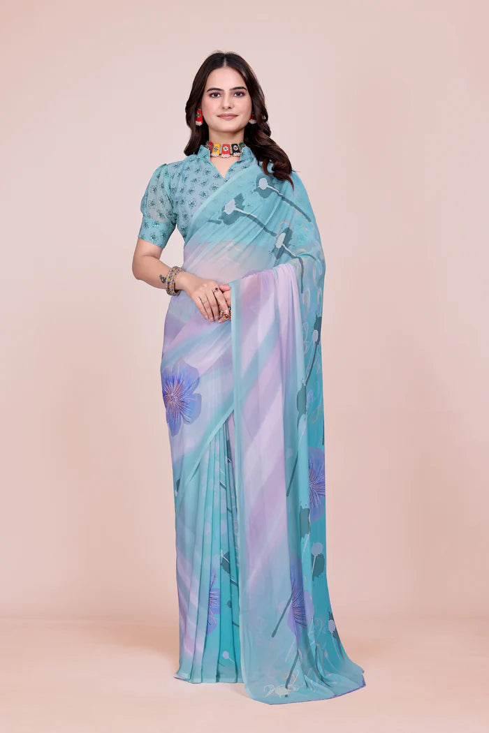884002 Designer Printed Premium Georgette Saree -