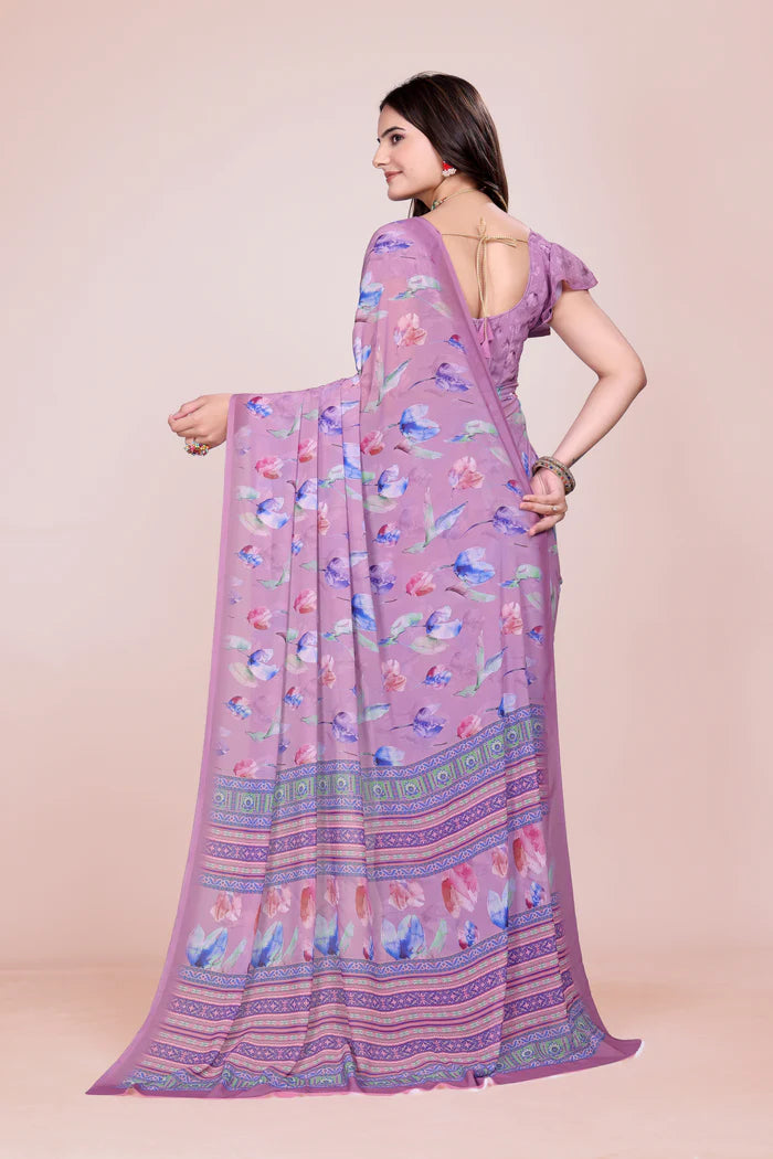 626009 हैवी जॉर्जेट डिजिटल प्रिंट साड़ी