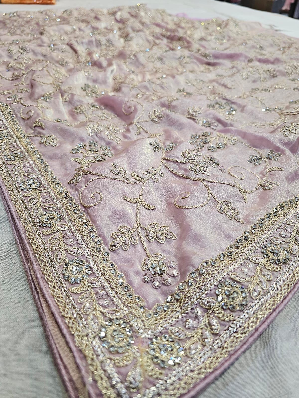 719005 Designer Pure Tissue Silk Saree With Heavy Zaal Work