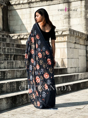 706003 Digital Flower Print Georgette Crepe Saree