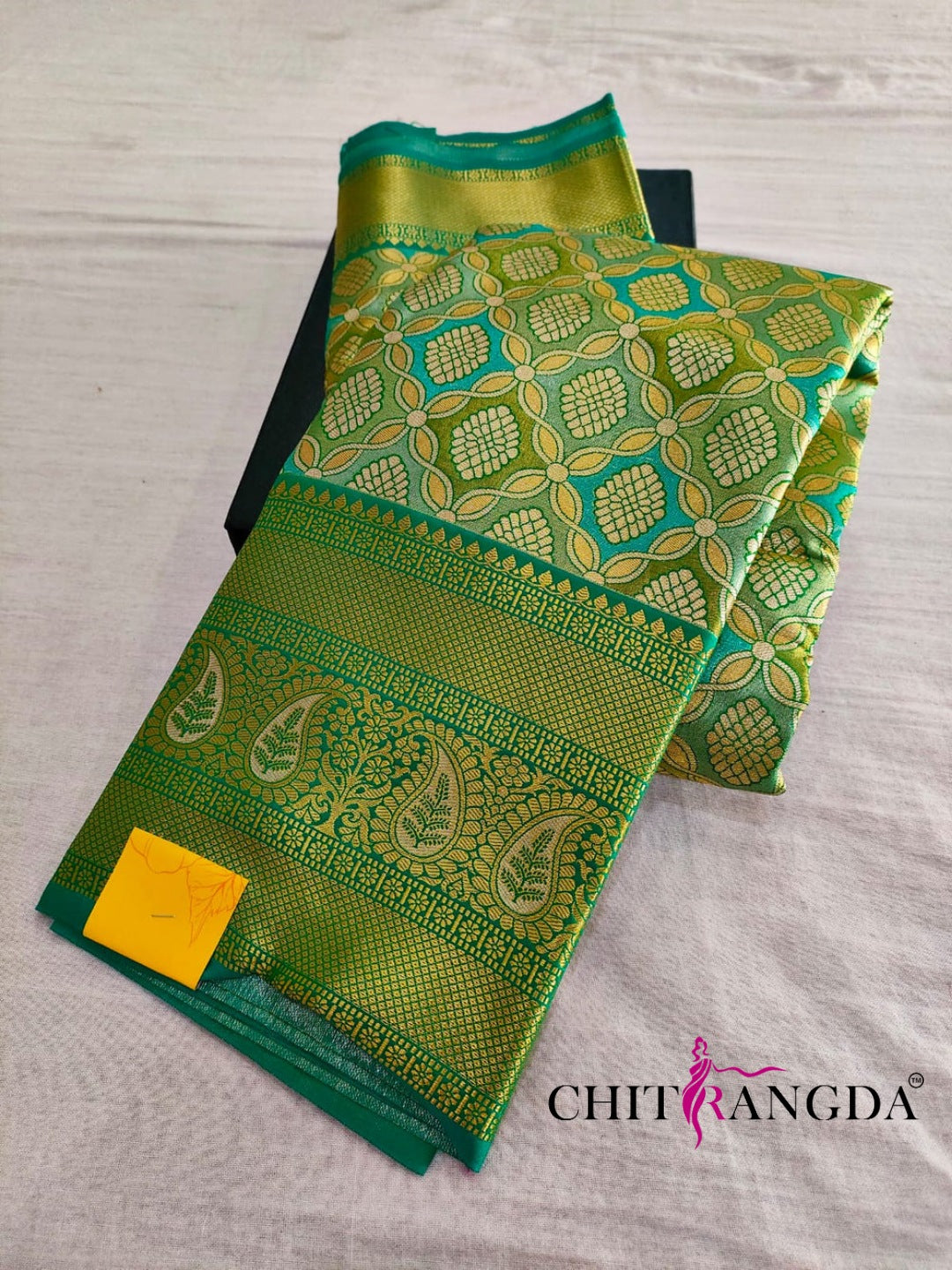 713004 Pure Banarasi Silk Green Color Saree