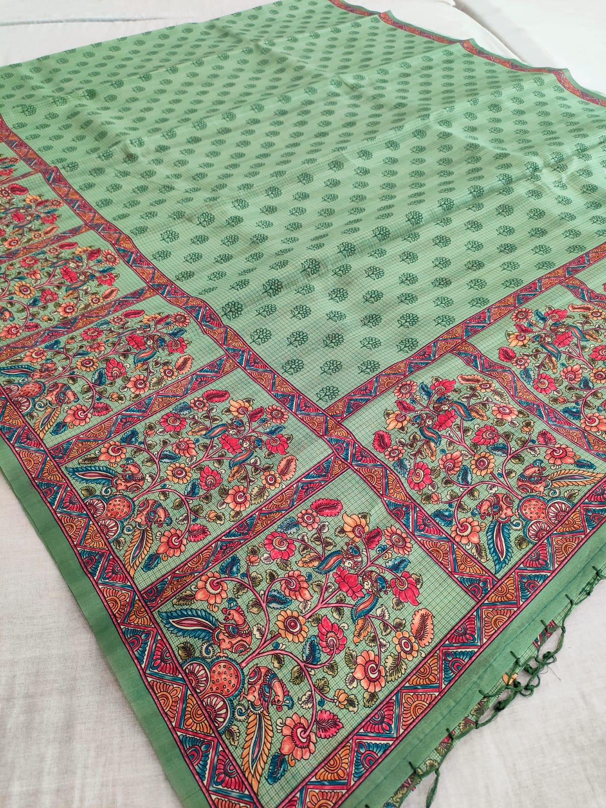 445005 Designer Silk Printed Saree - green