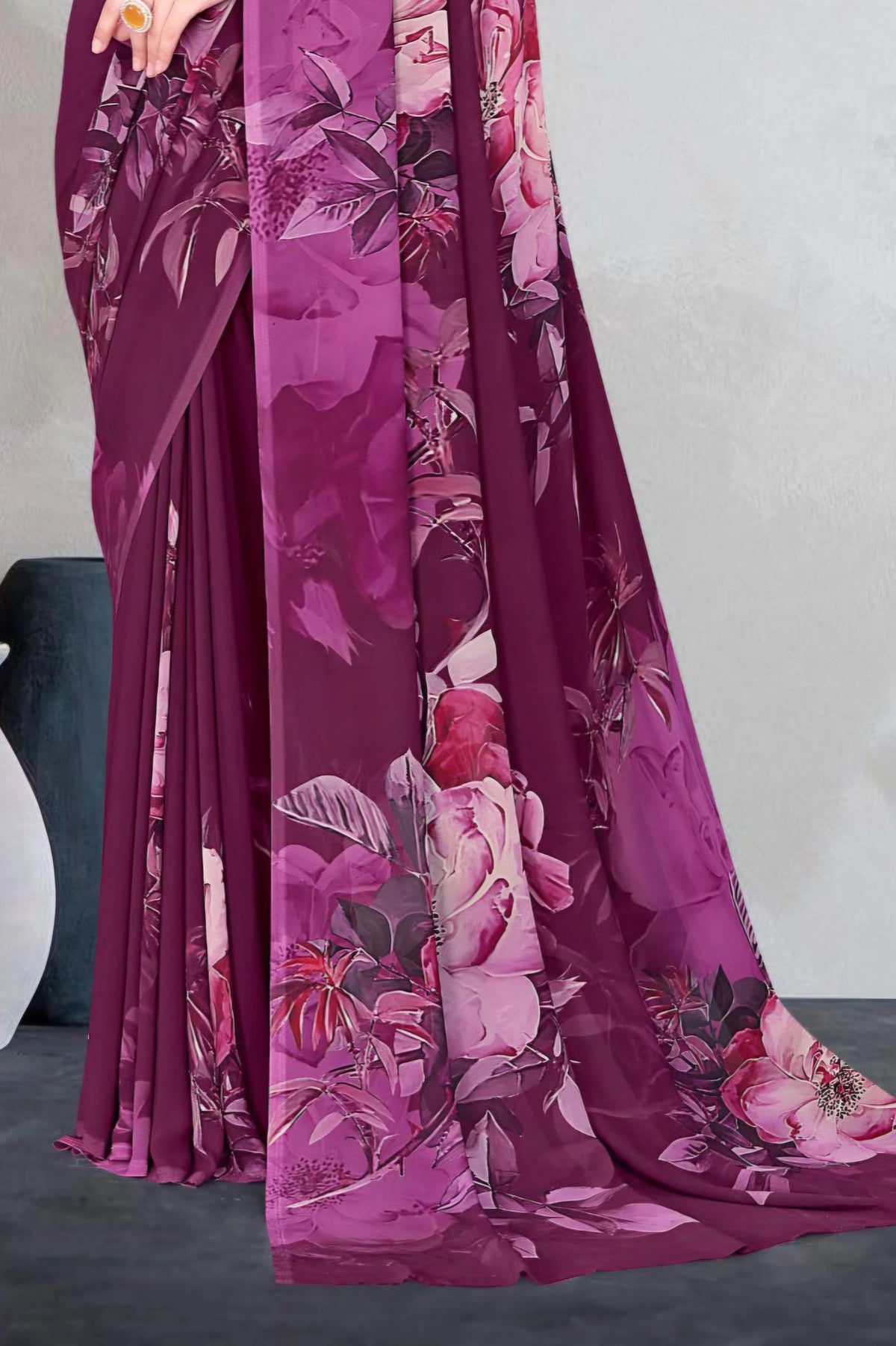 2406 Very Soft Georgette Flower Print Saree