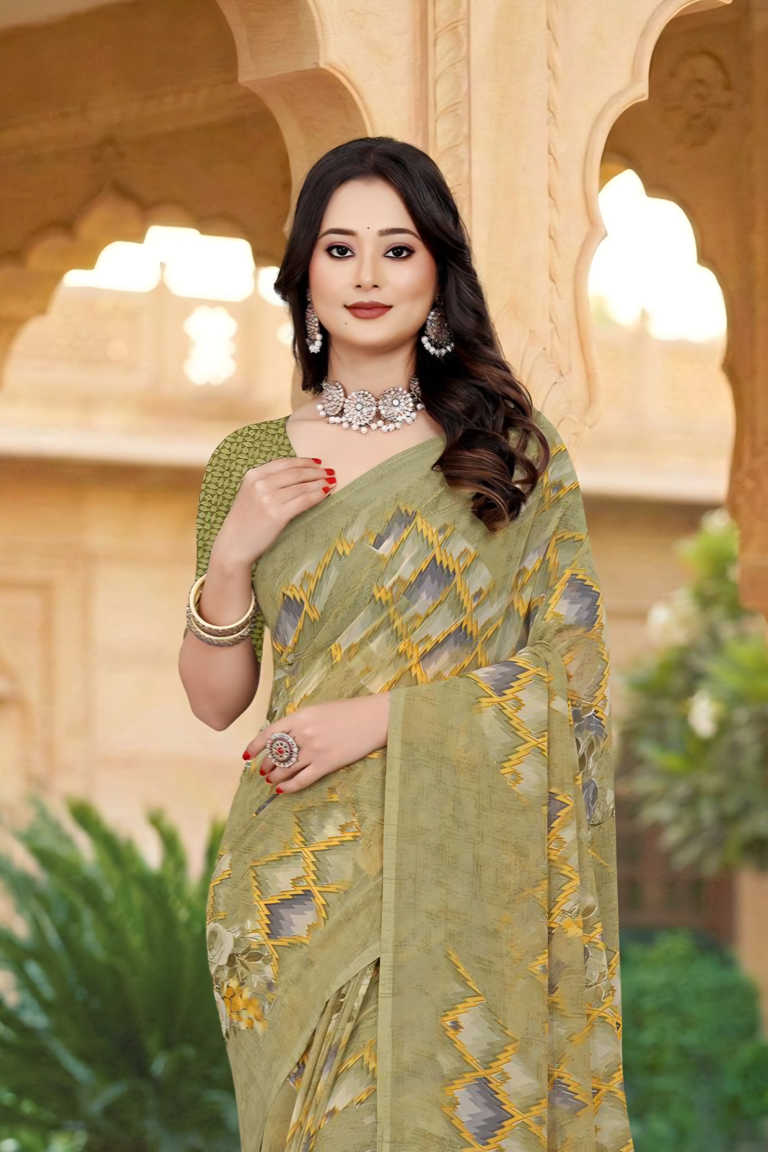 101910 Very Soft Heavy Georgette Flower Print Saree