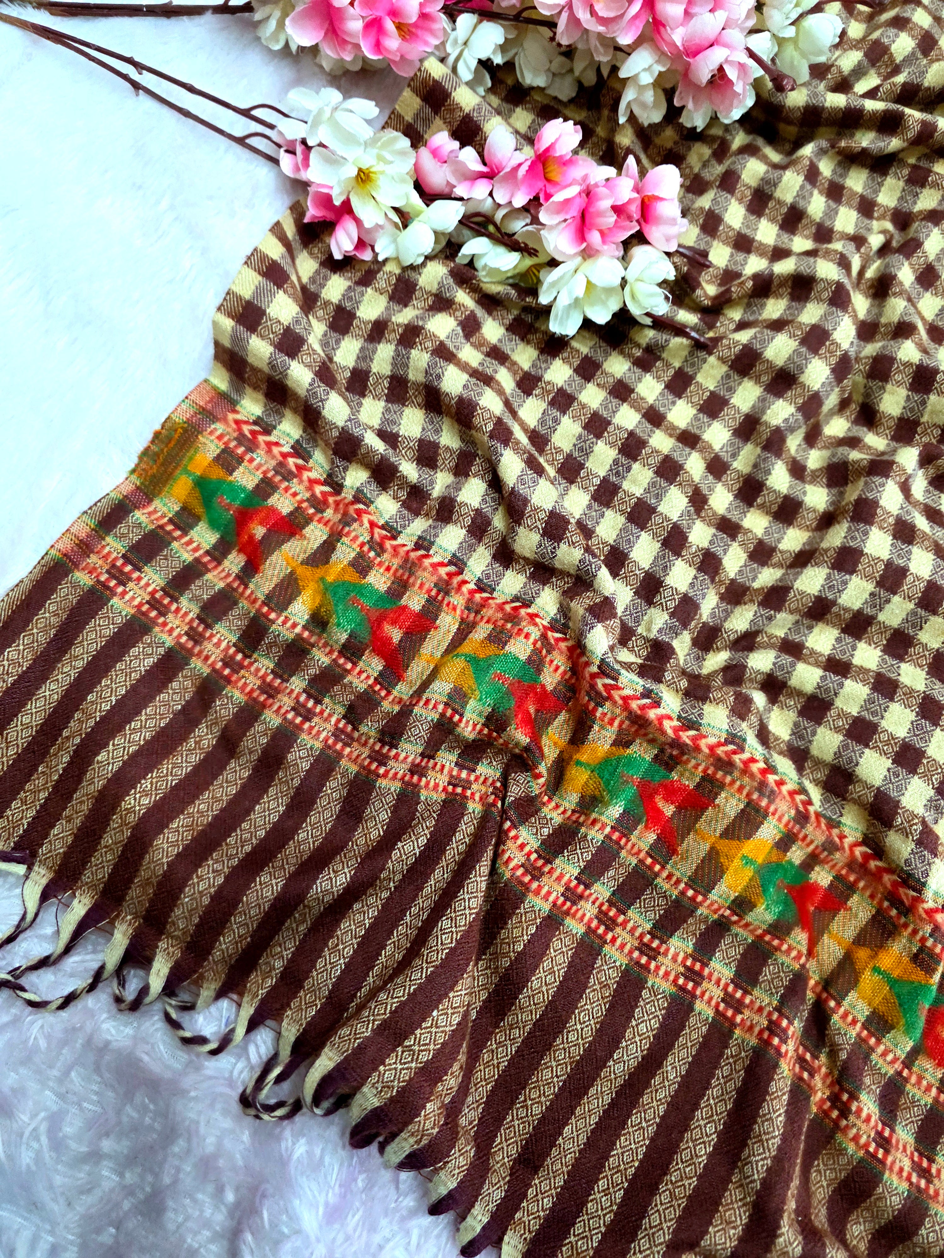 10403 Very Soft and Worm Woolen Shawl - Brown