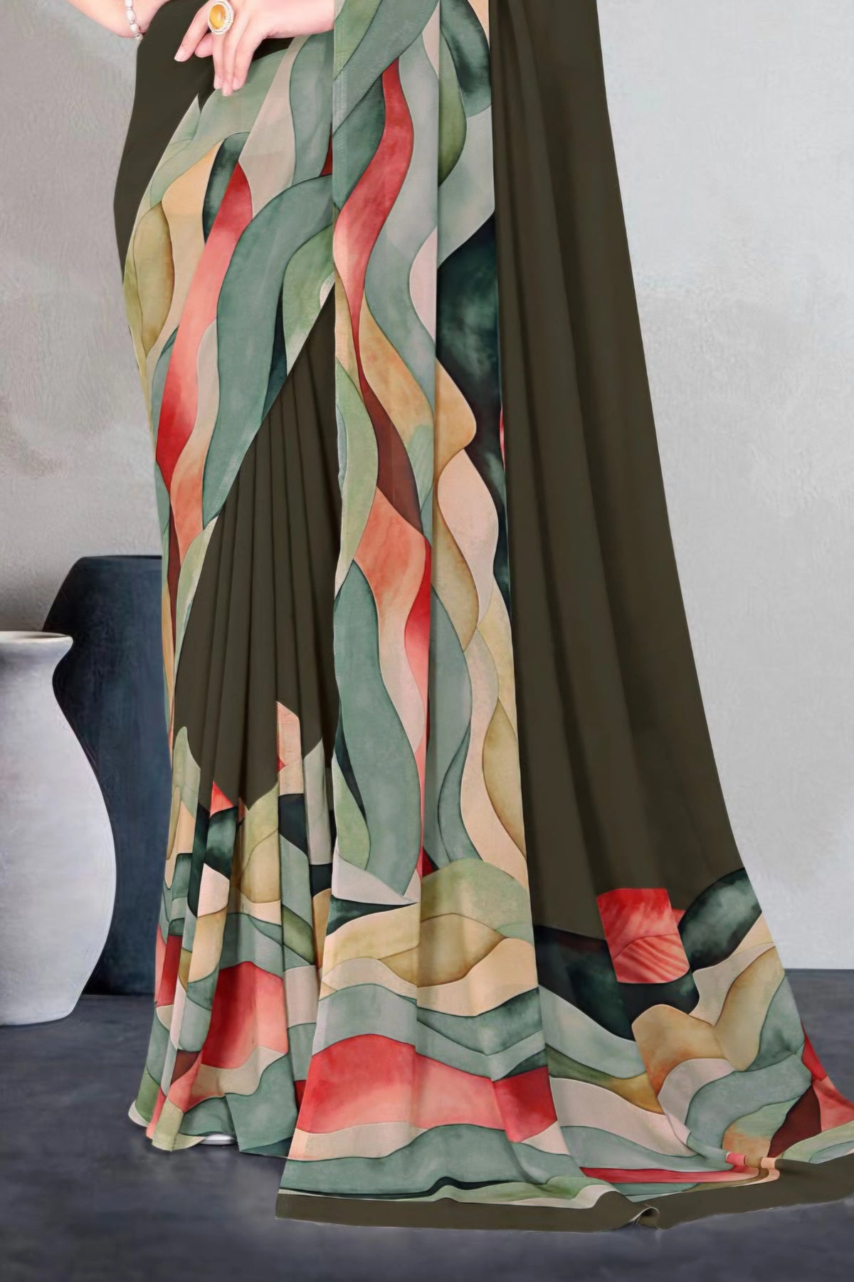 2404 Very Soft Georgette Flower Print Saree