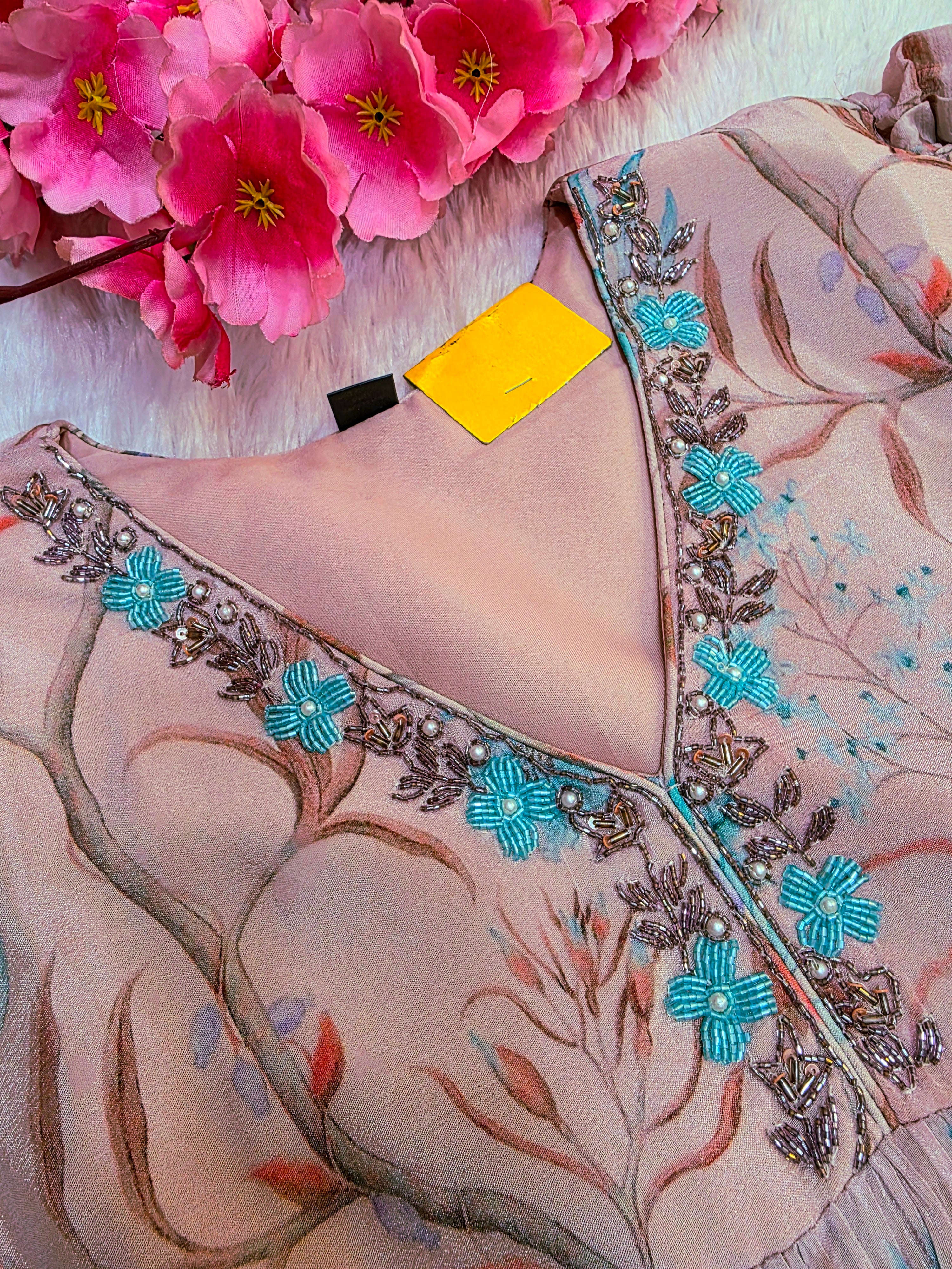 C81005 Designer Chinon Silk Dress with Sharara and Dupatta