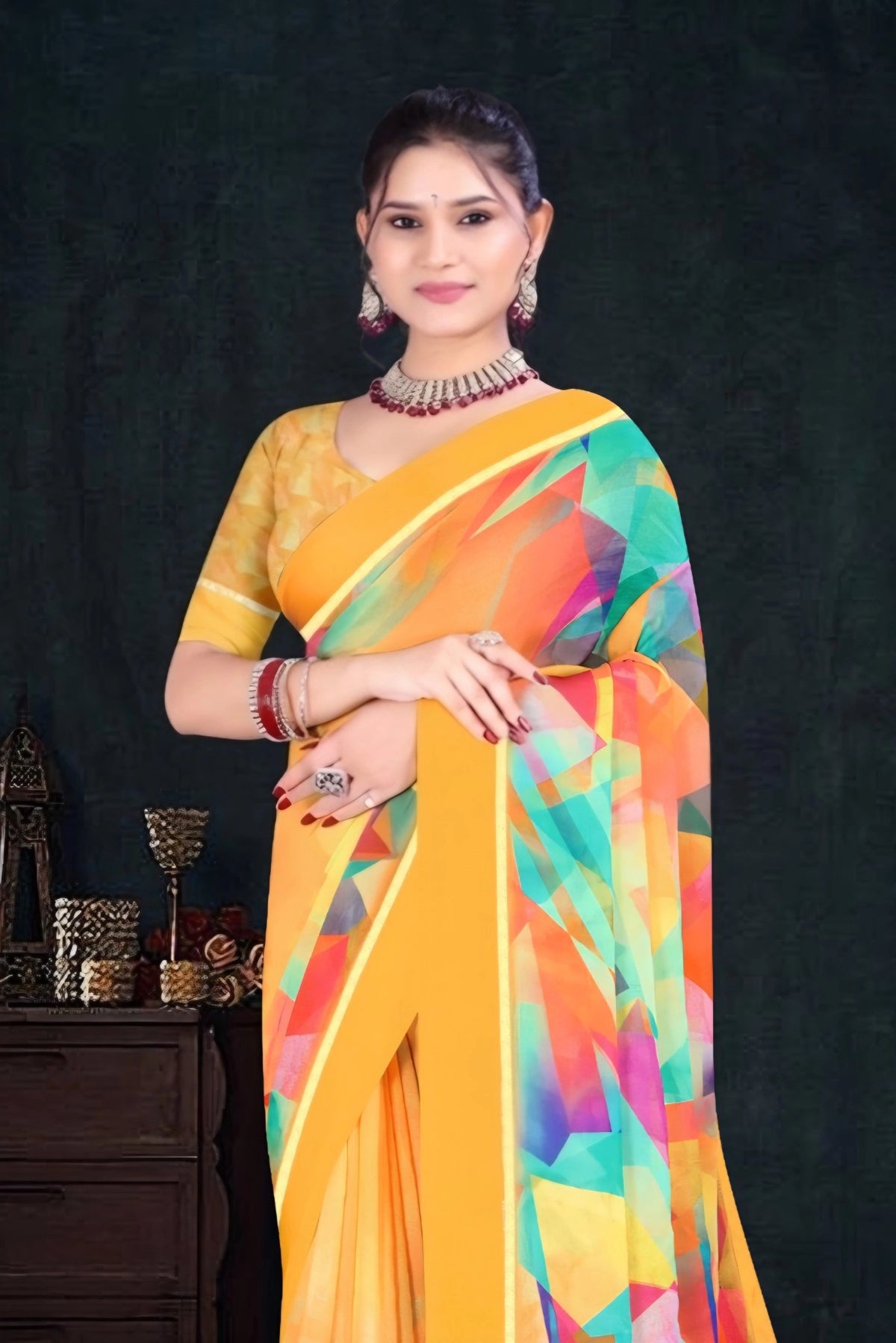 2399 Chitra Special Georgette Crepe Silk Digital Print Saree