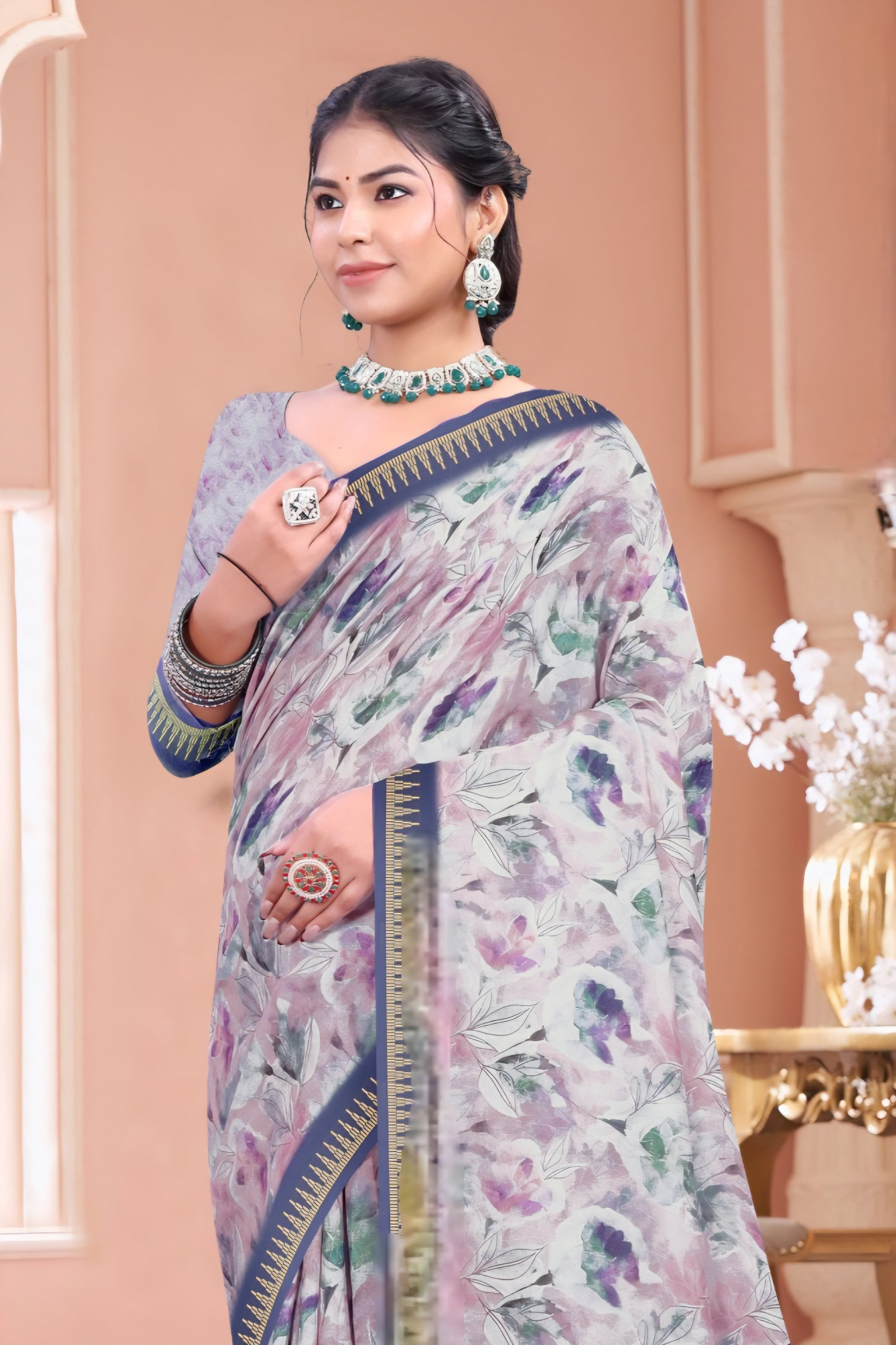 103301 Chitra Special Digital Print Premium Mass Mellow Saree