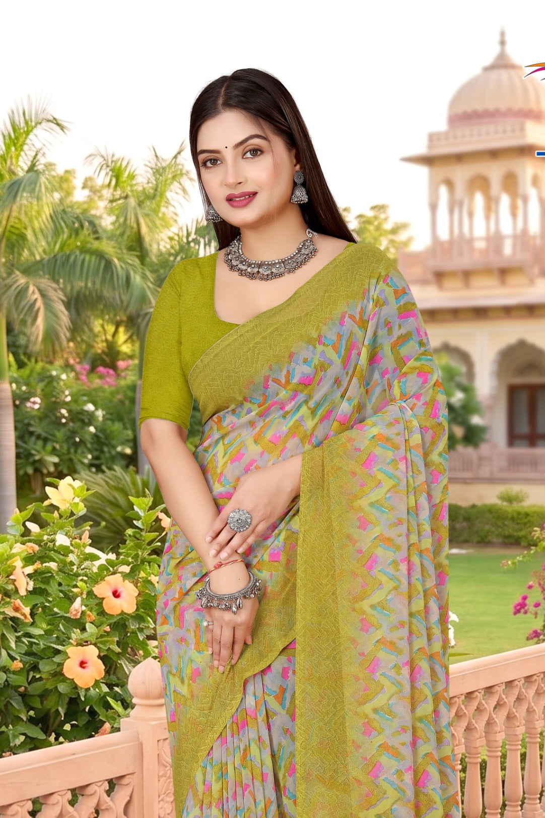2211 Very Heavy Georgette Flower Print Saree