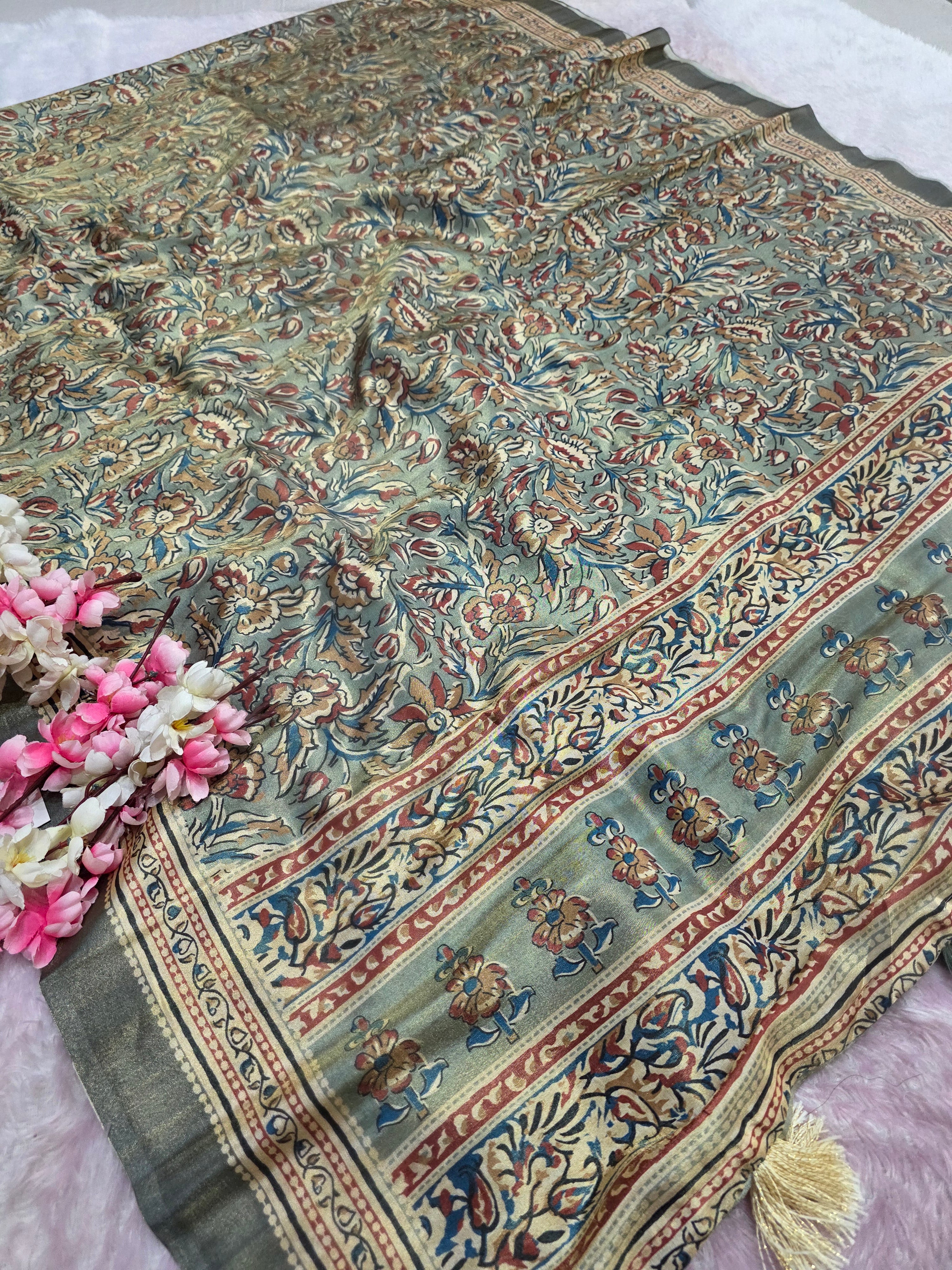 CA0790 Soft Tissue Silk Block Printed Saree