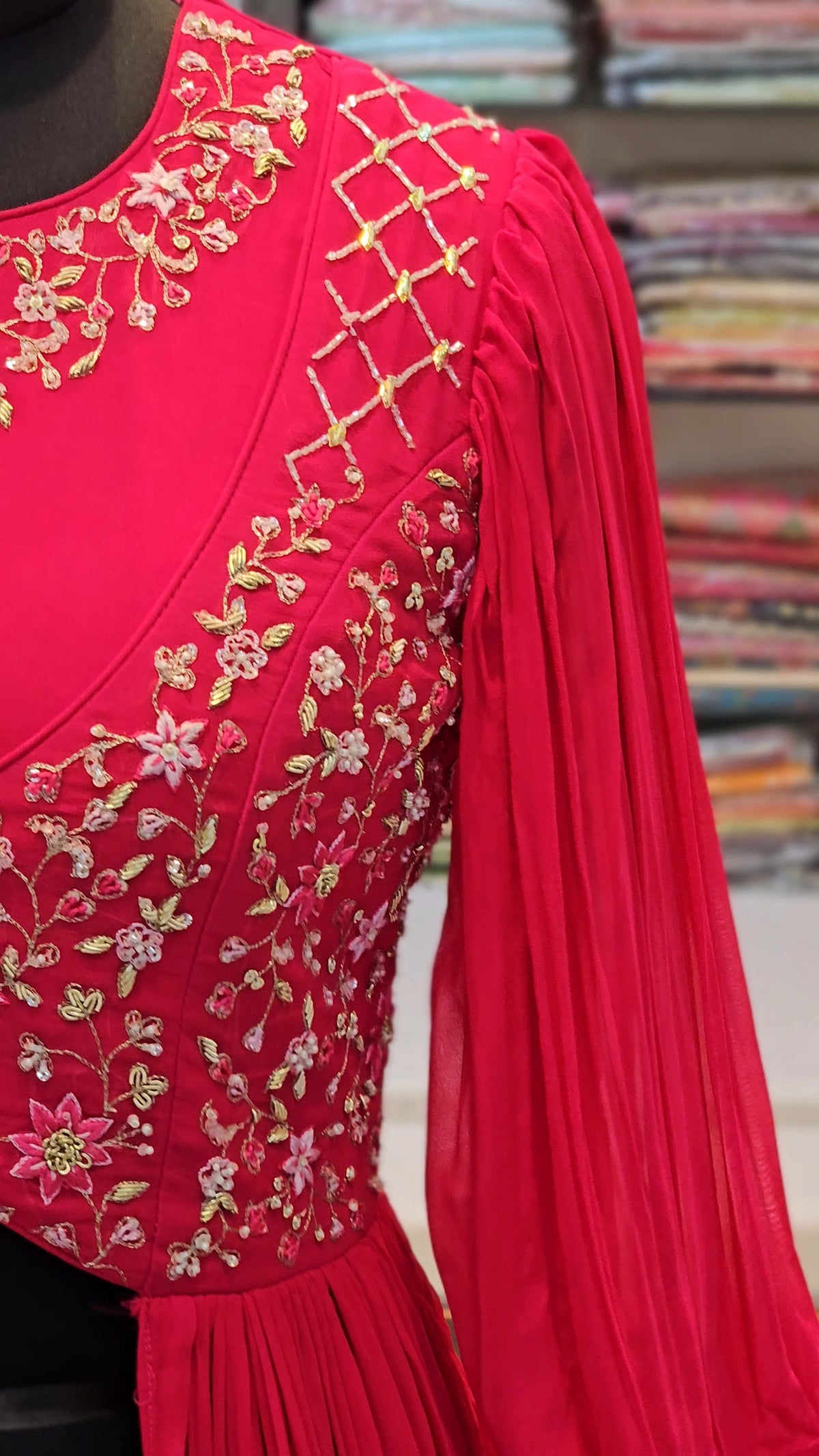 9841 Premium Hand Cutdana Work Pure Georgette Designer Dress with Skirt and Dupatta