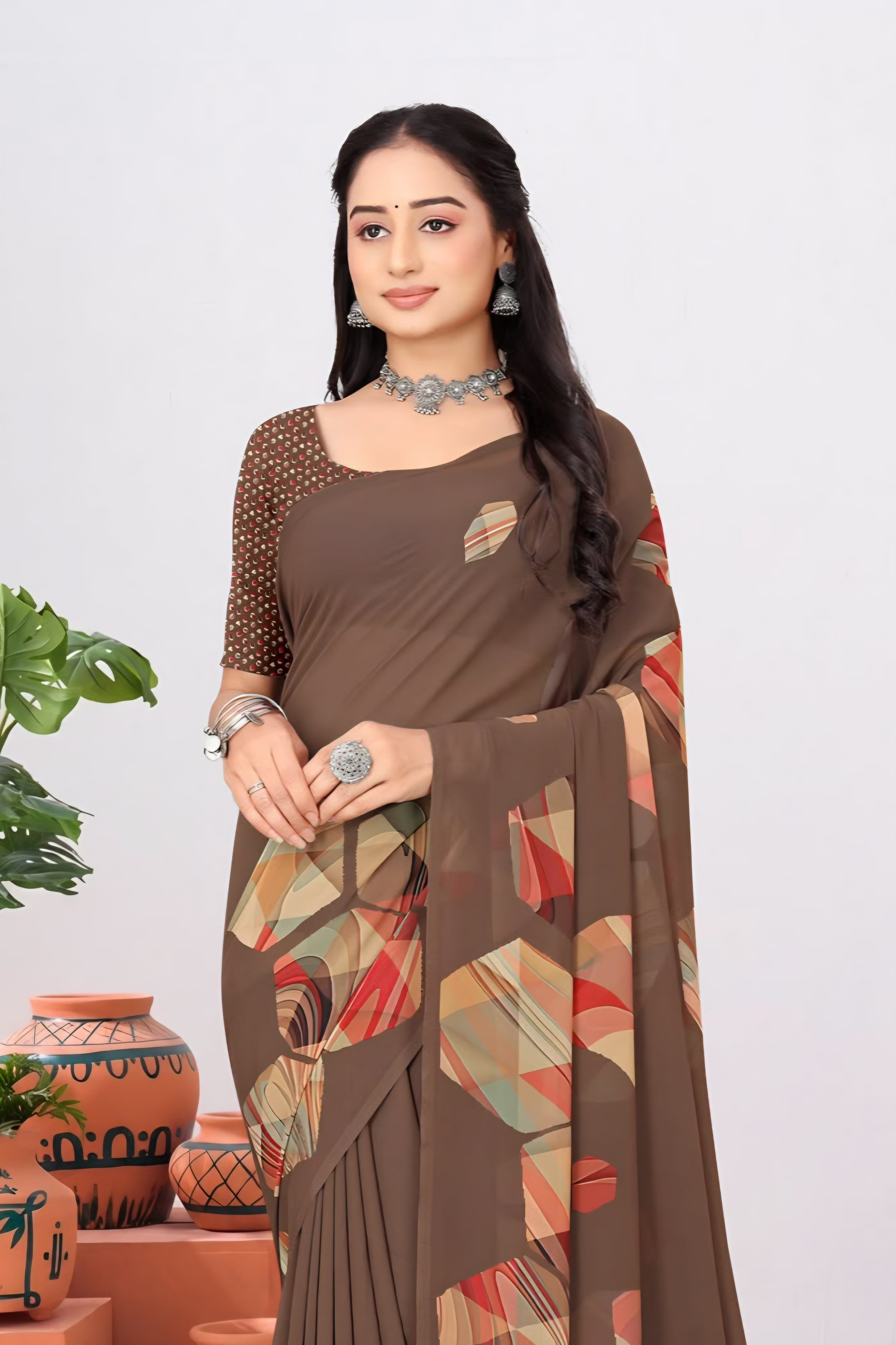 2266 Very Soft Georgette Flower Print Saree