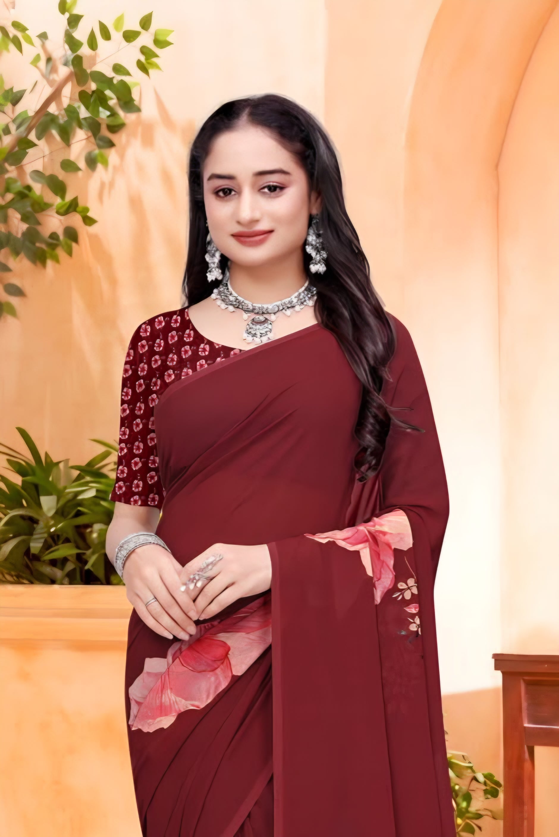 2360 Very Soft Georgette Flower Print Saree