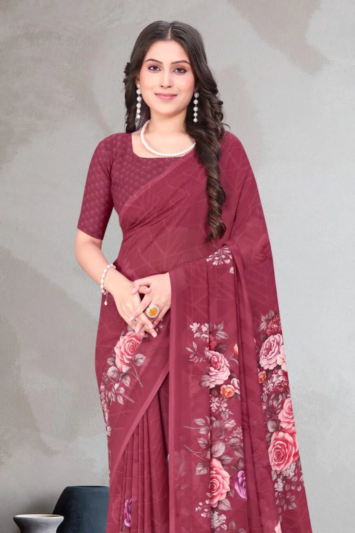 2403 Very Soft Georgette Flower Print Saree