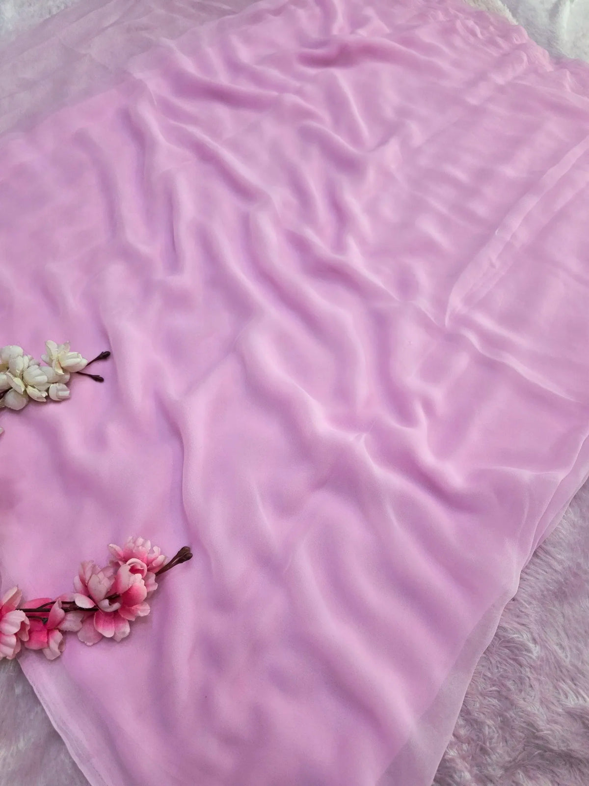 CA1520 Designer Soft Georgette Plain Saree with Designs Blouse - Pink