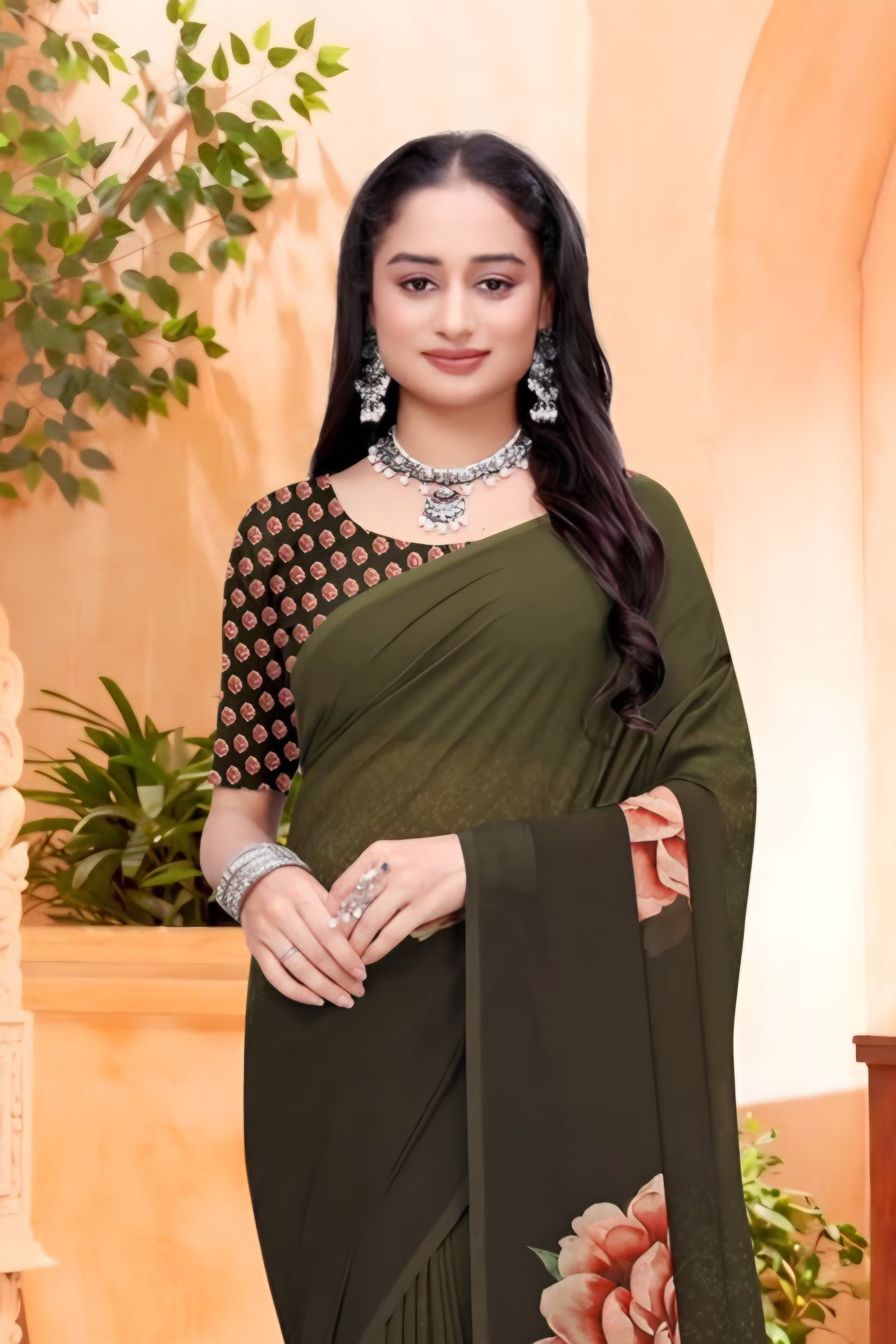 2366 Very Soft Georgette Flower Print Saree