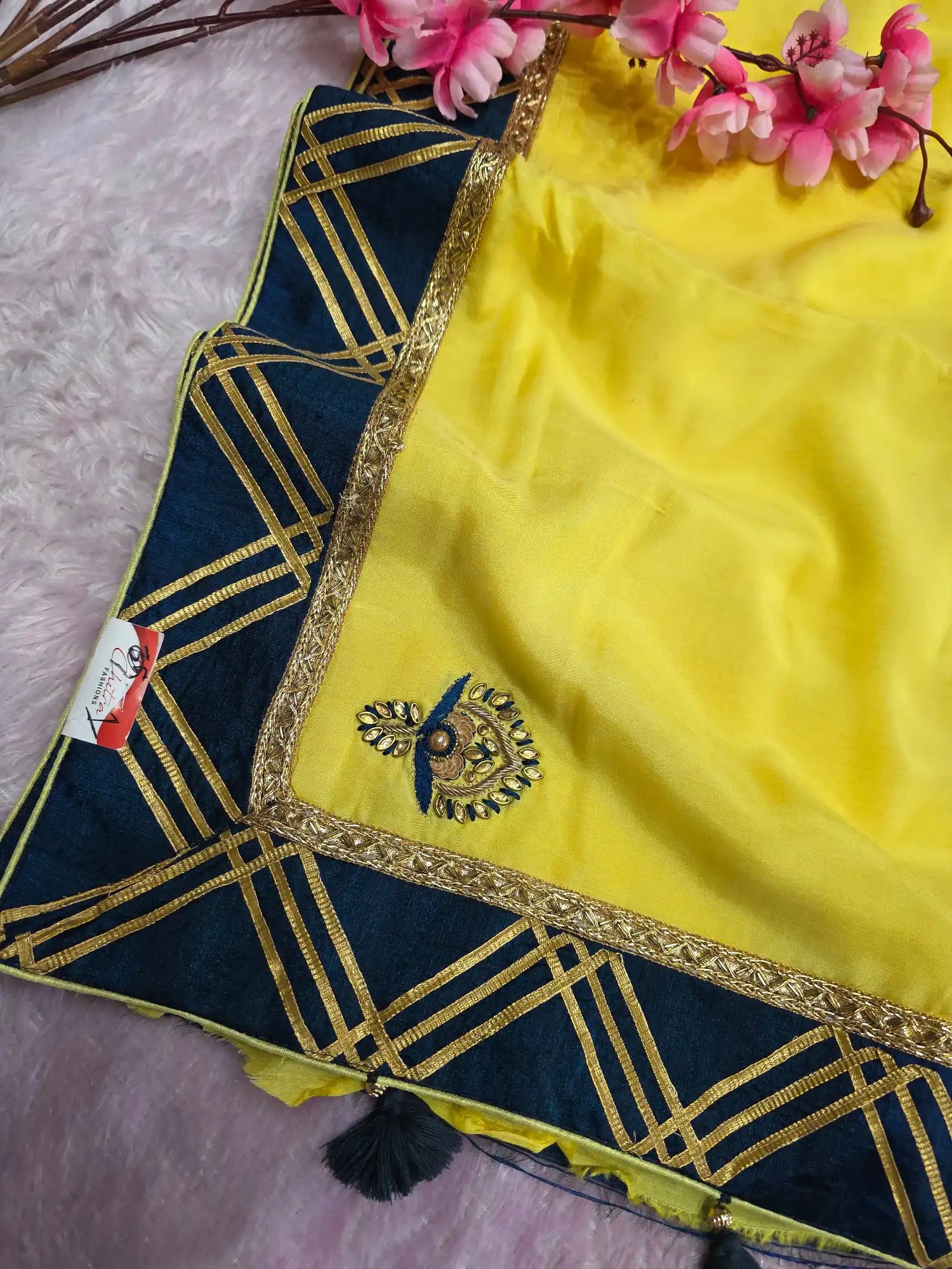 5766 Pure Maslin Silk Designer Saree with Handwork