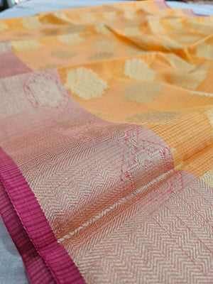 743003 Beautiful Banarasi Zari Weaving Pure Kolkata Cotton Saree